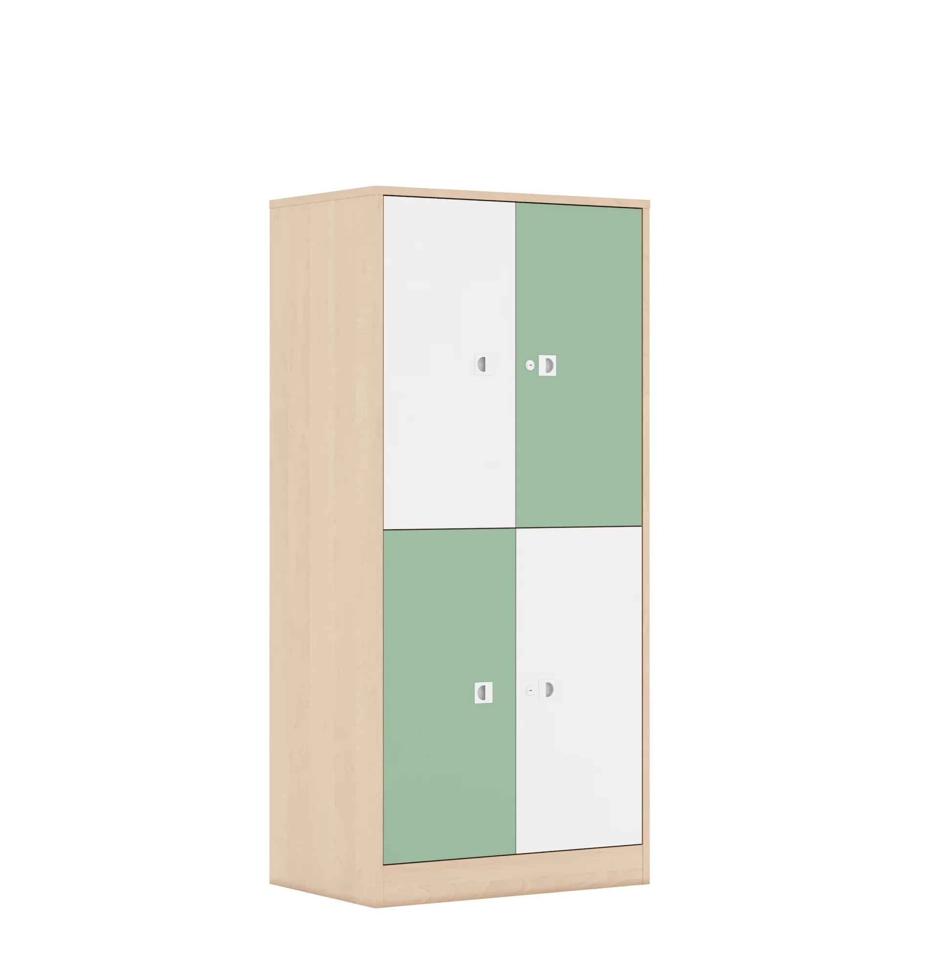 Szafa BLOX 70 4P 4F2 706x466x1517 – brzoza / biały/pastelowy zielony