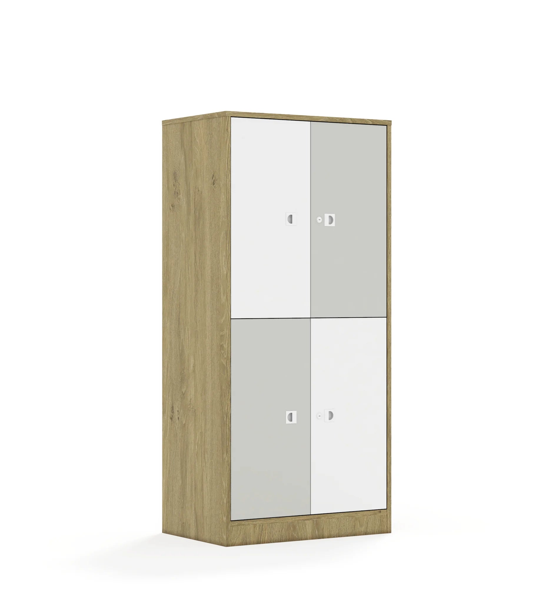 Szafa BLOX 70 4P 4F2 706x466x1517 – dąb / biały/jasny szary