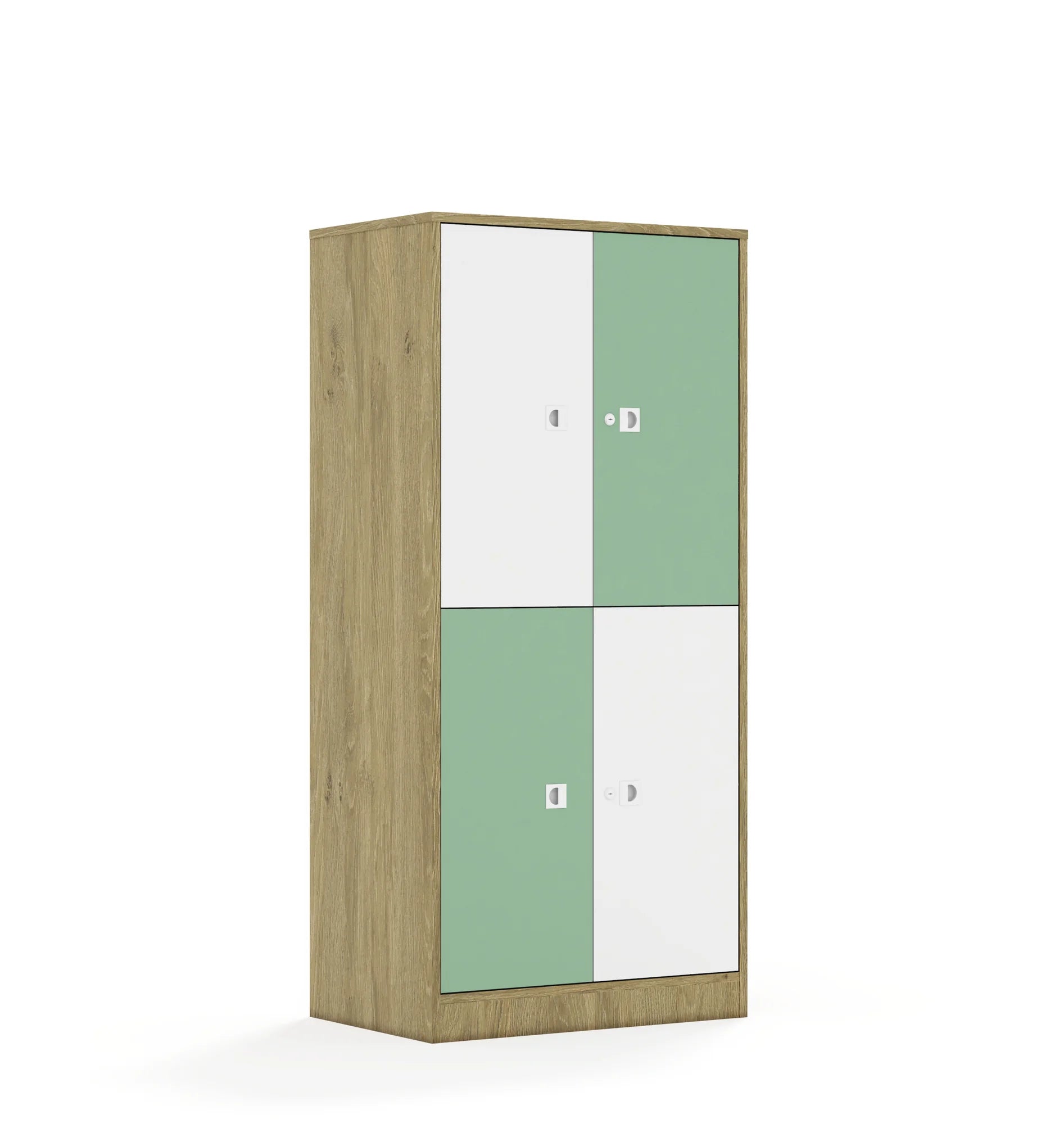 Szafa BLOX 70 4P 4F2 706x466x1517 – dąb / biały/pastelowy zielony