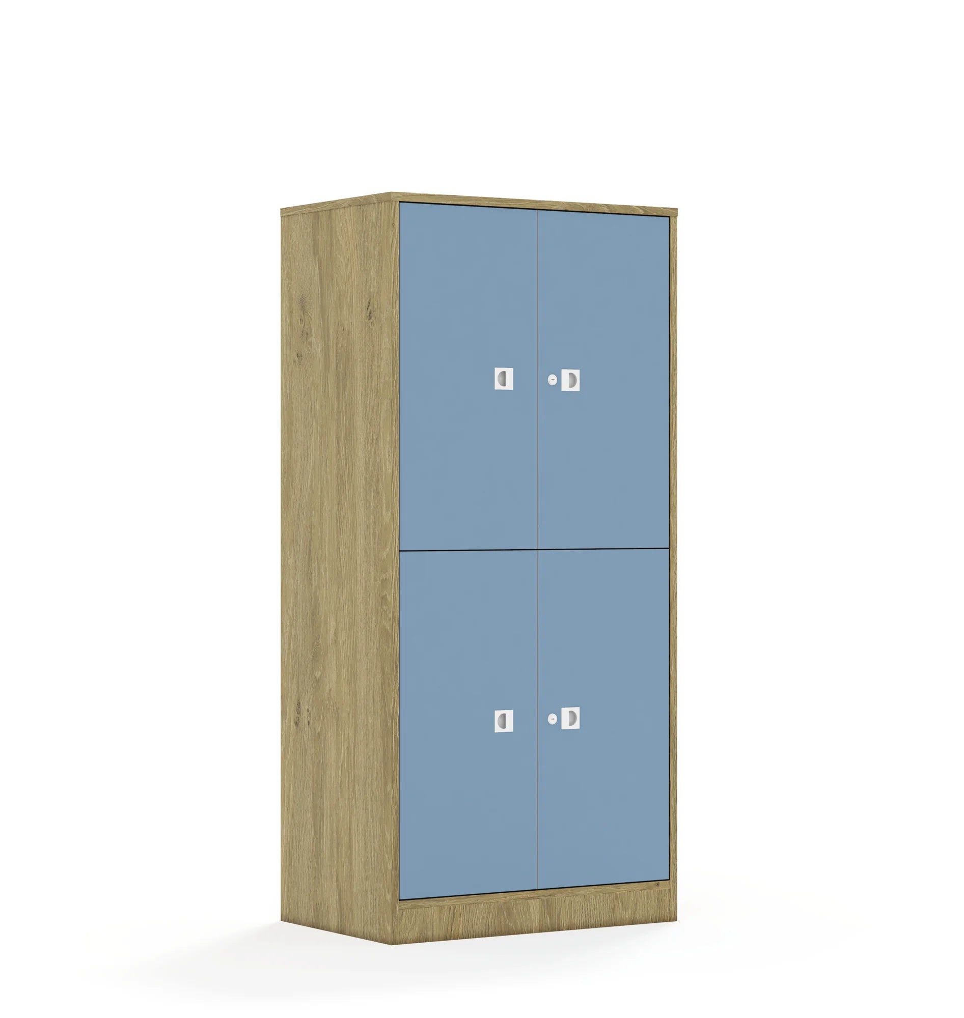 Szafa BLOX 70 4P 4F2 706x466x1517 – dąb / pastelowy niebieski