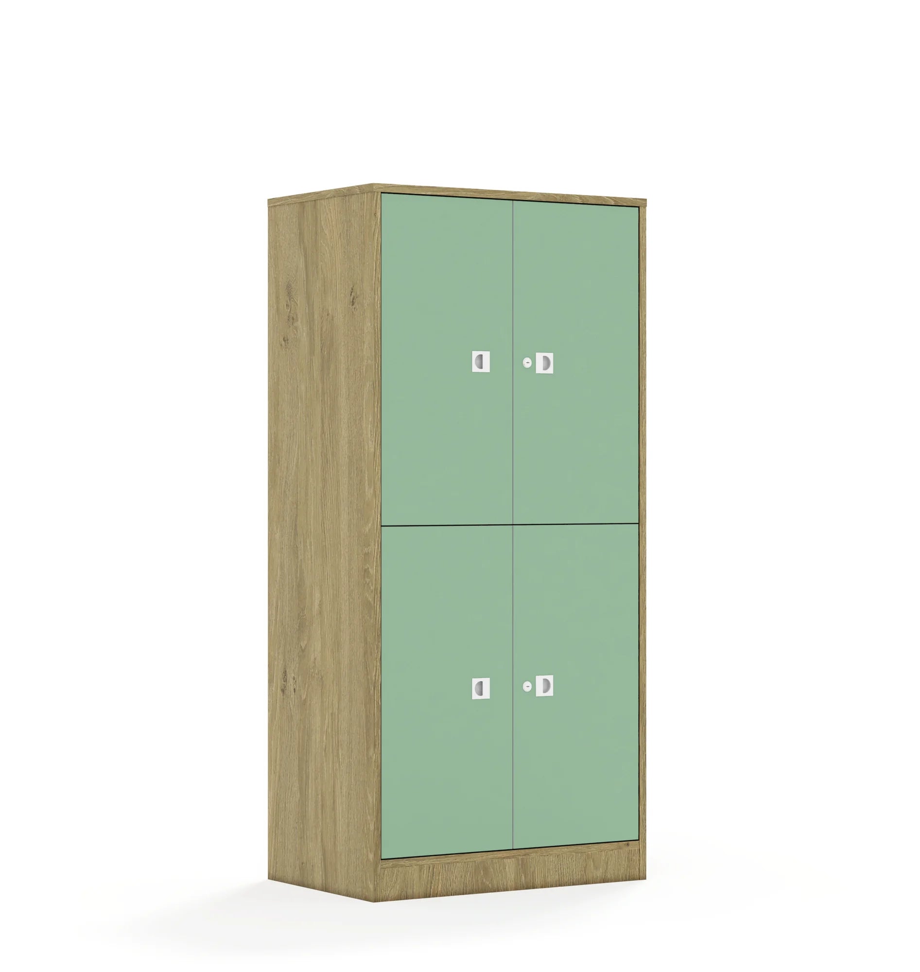 Szafa BLOX 70 4P 4F2 706x466x1517 – dąb / pastelowy zielony
