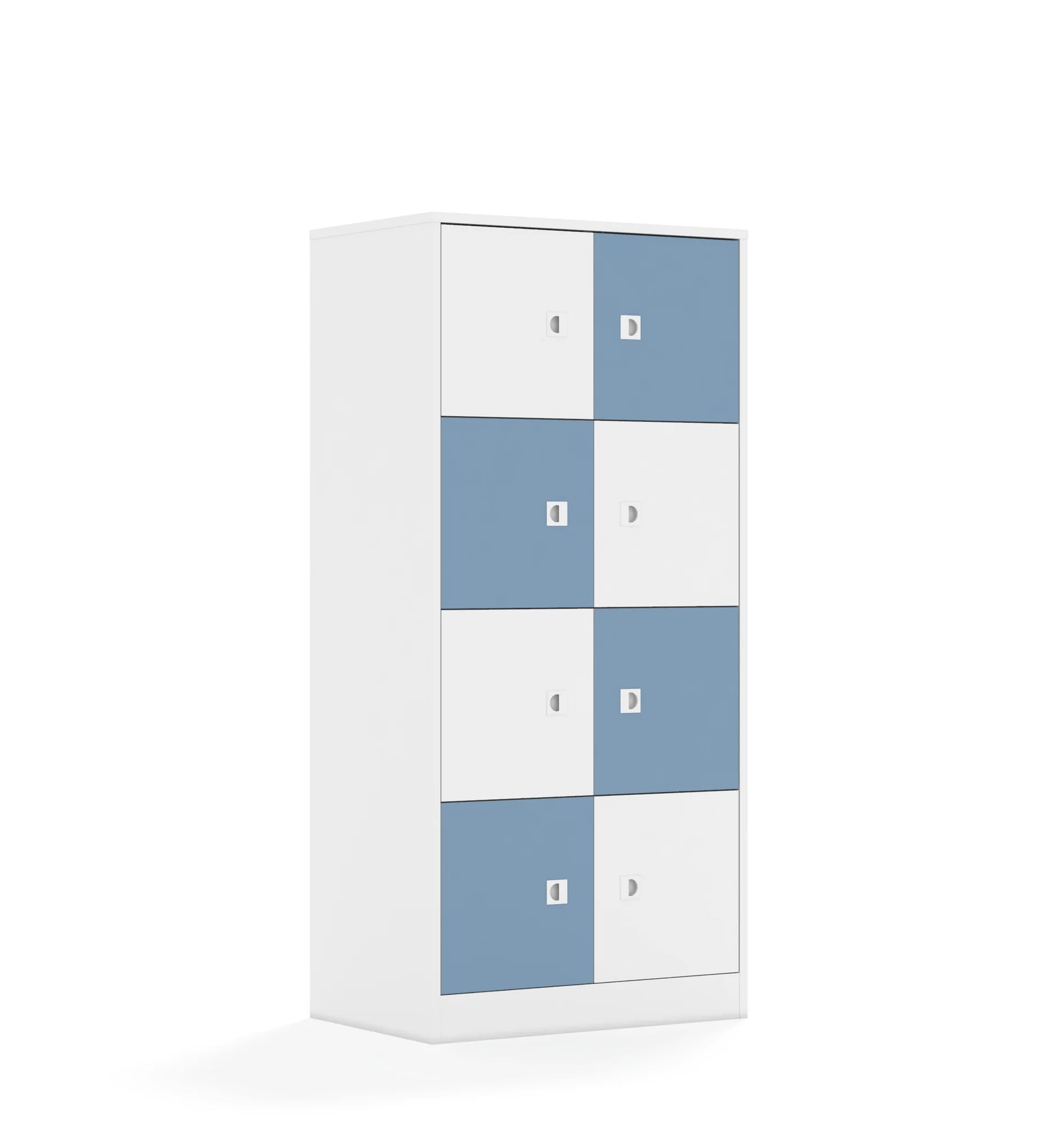 Szafa BLOX 70 4PP 8F1 706x466x1517 – biały / biały/pastelowy niebieski