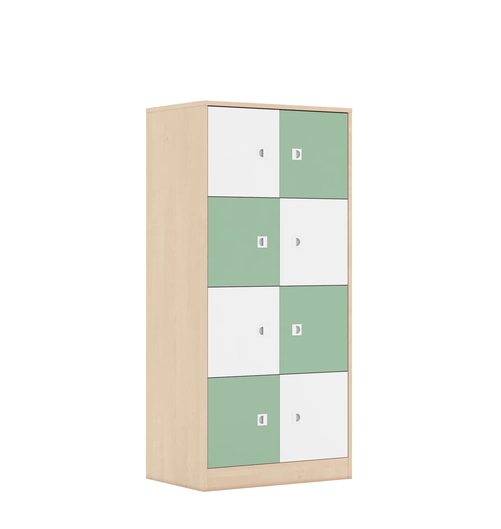 Szafa BLOX 70 4PP 8F1 706x466x1517 – brzoza / biały/pastelowy zielony