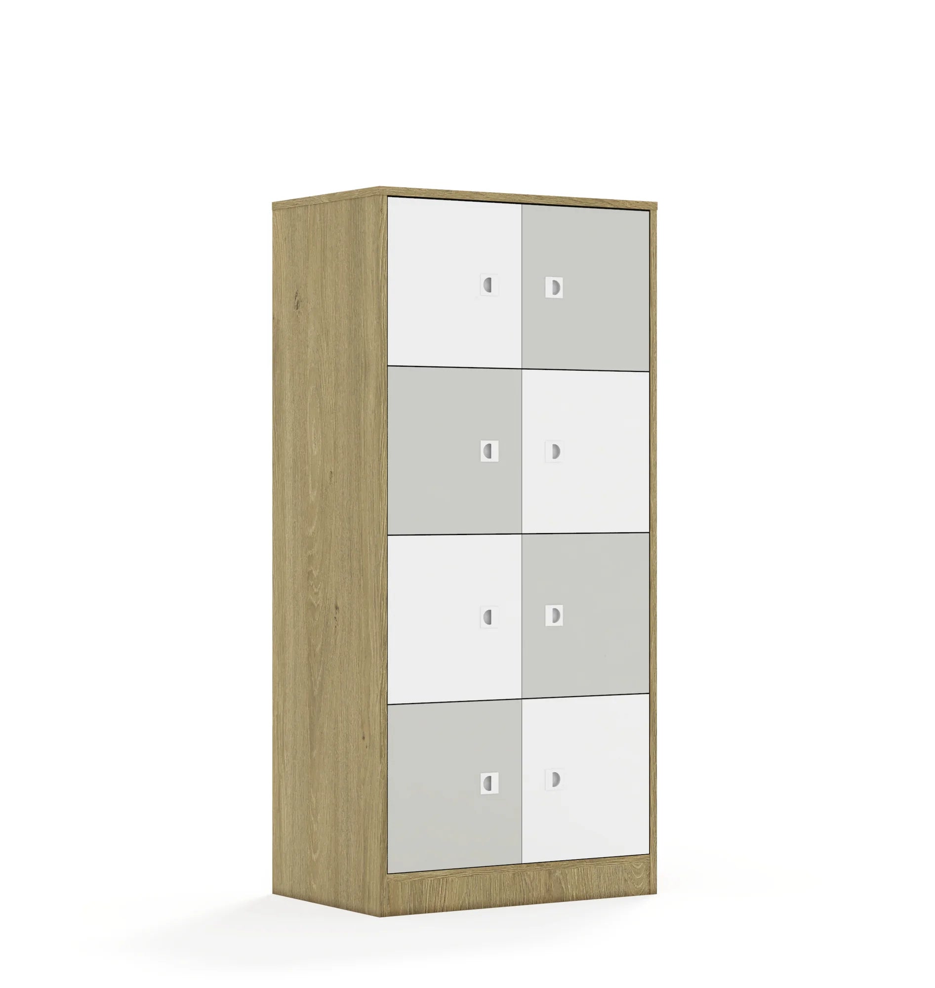 Szafa BLOX 70 4PP 8F1 706x466x1517 – dąb / biały/jasny szary