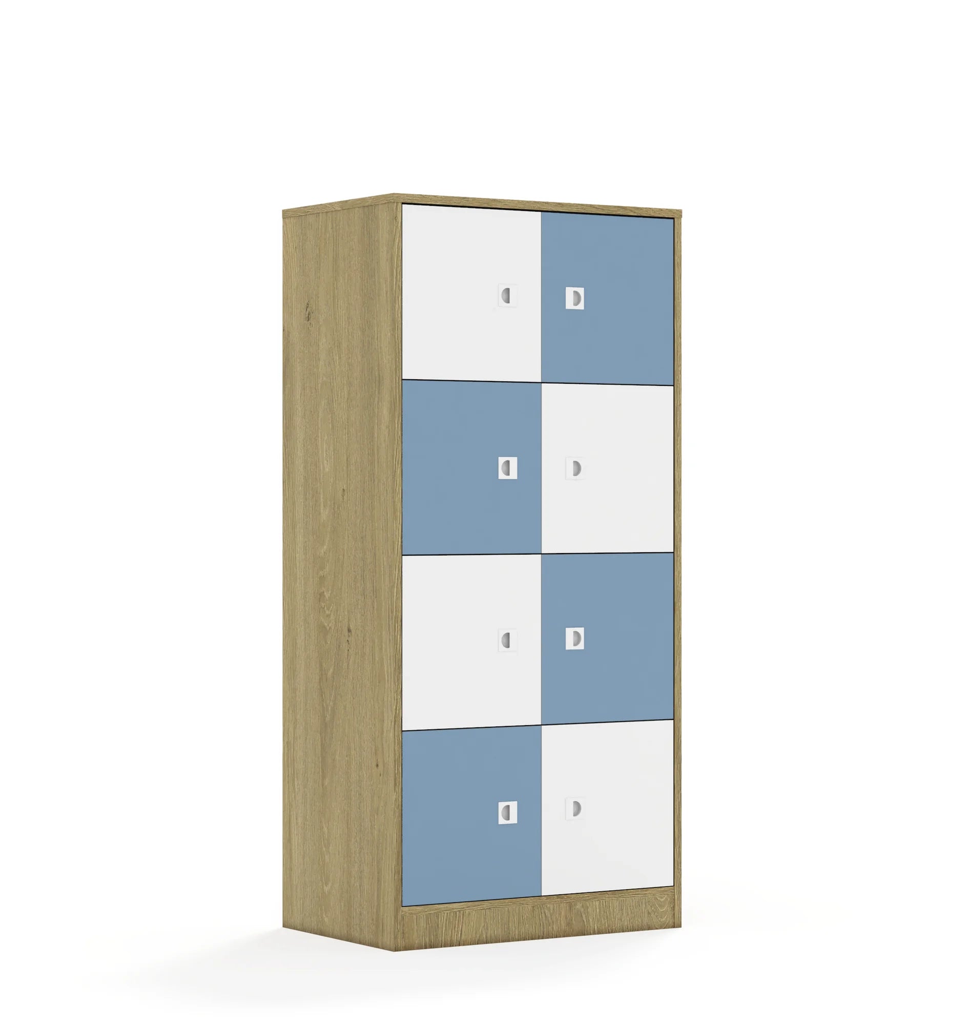 Szafa BLOX 70 4PP 8F1 706x466x1517 – dąb / biały/pastelowy niebieski