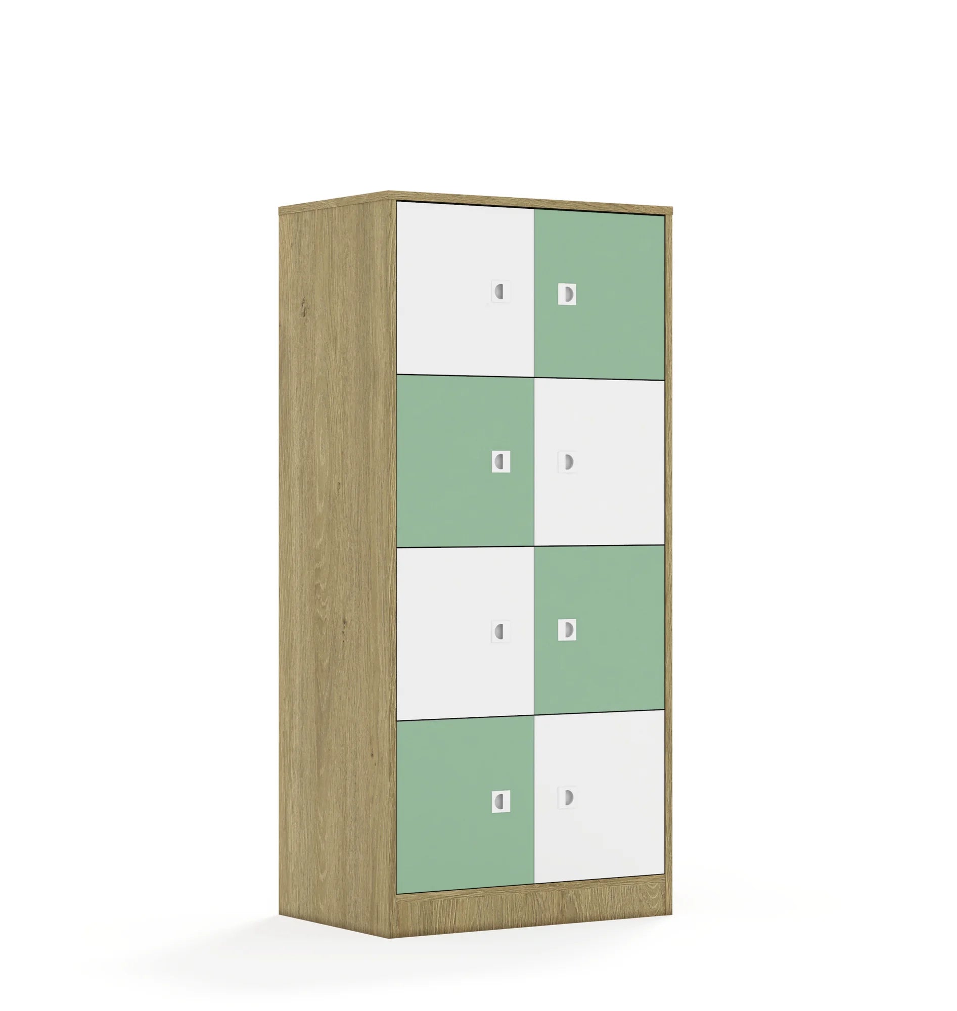 Szafa BLOX 70 4PP 8F1 706x466x1517 – dąb / biały/pastelowy zielony