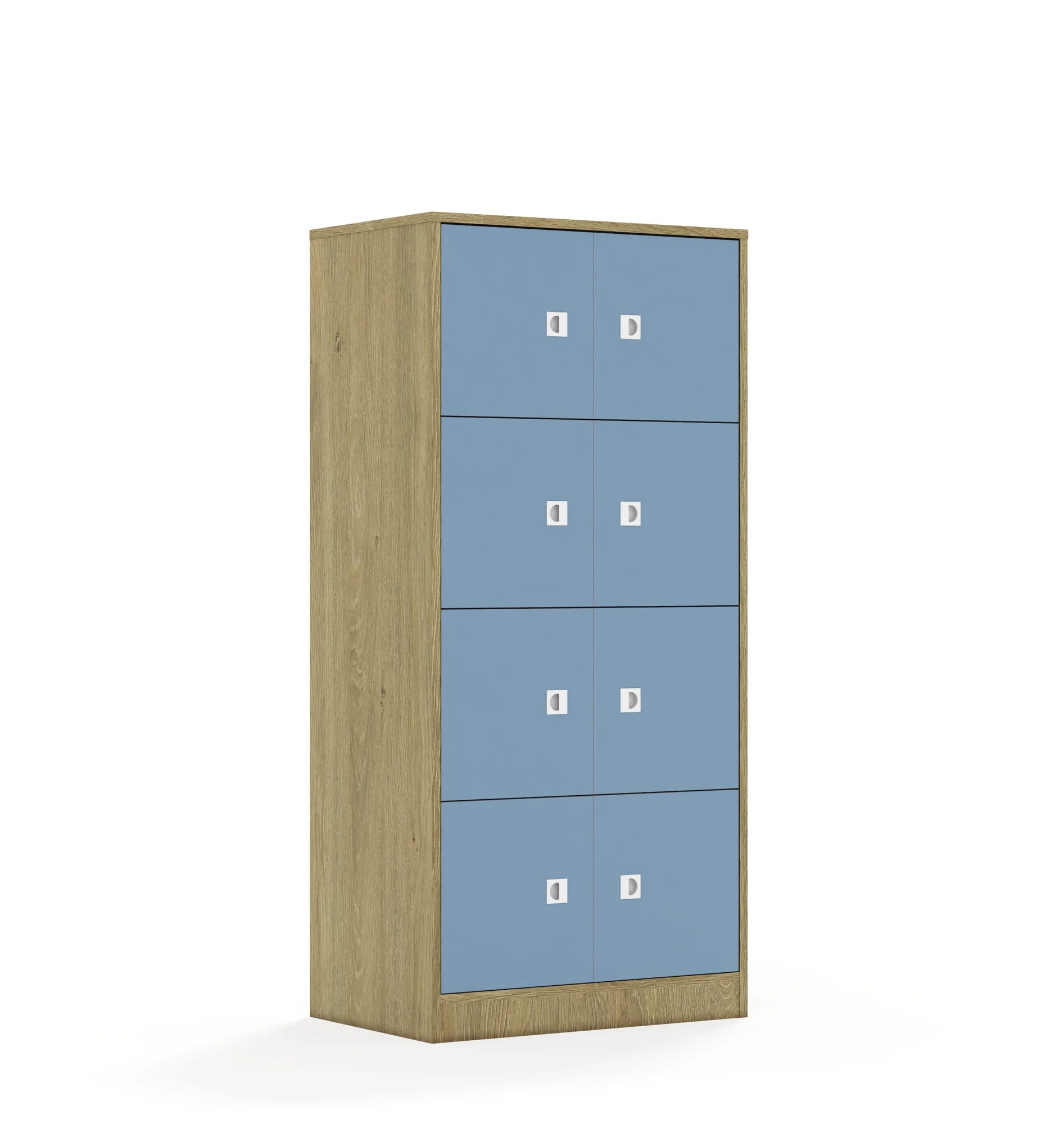 Szafa BLOX 70 4PP 8F1 706x466x1517 – dąb / pastelowy niebieski