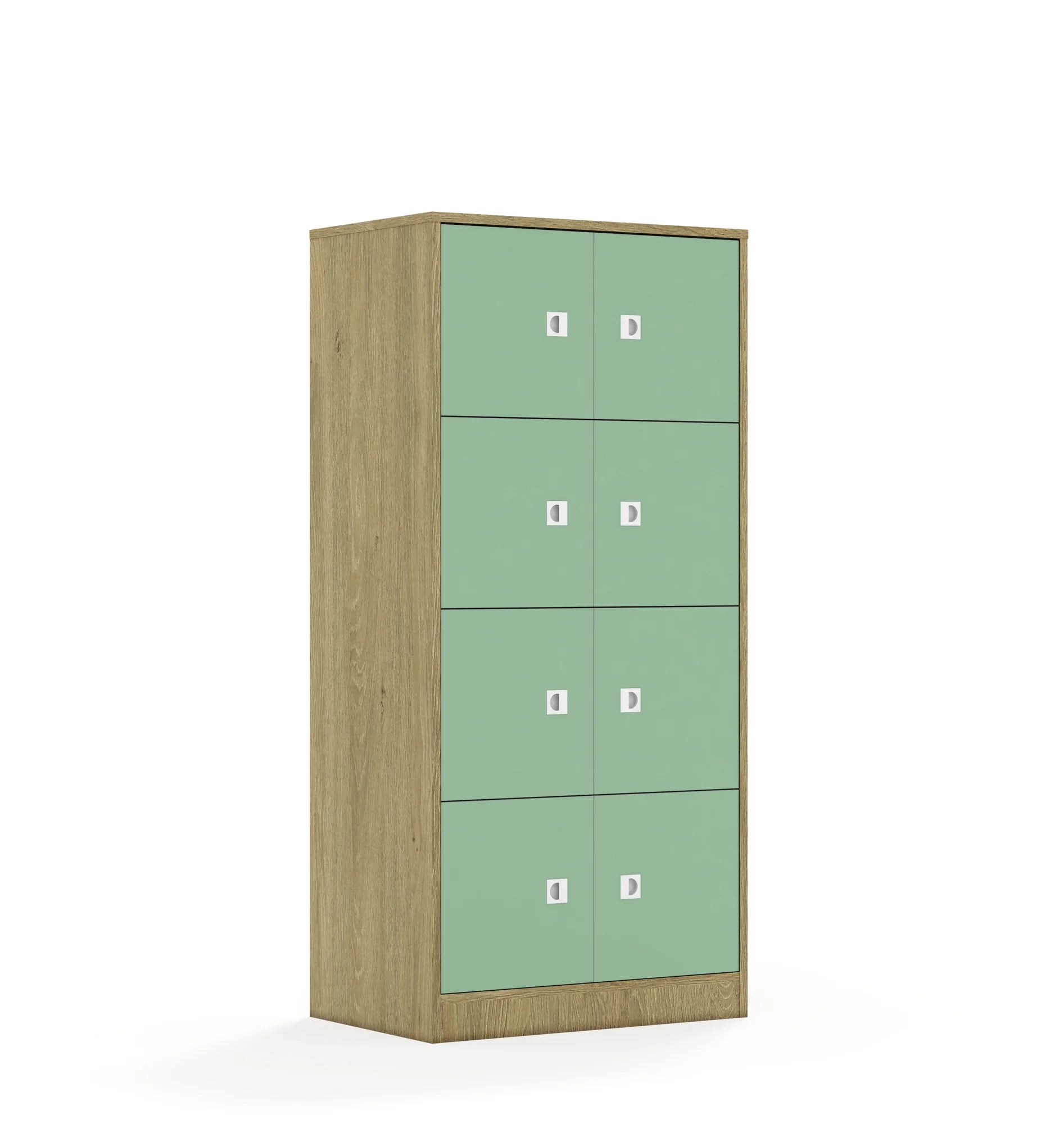 Szafa BLOX 70 4PP 8F1 706x466x1517 – dąb / pastelowy zielony