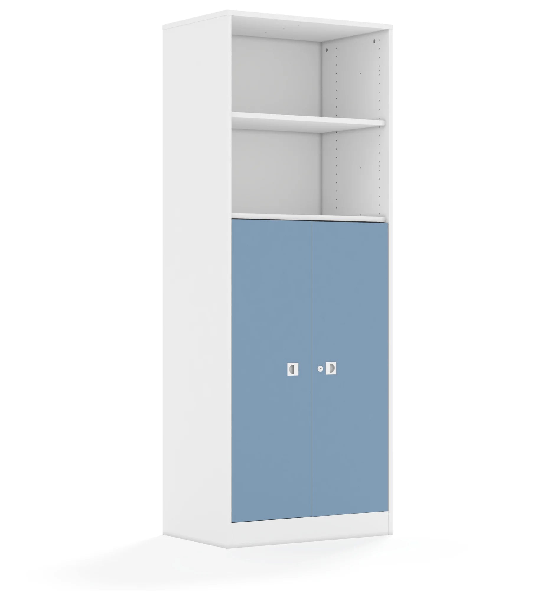 Szafa BLOX 70 5P 2F3 706x466x1869 – biały / pastelowy niebieski