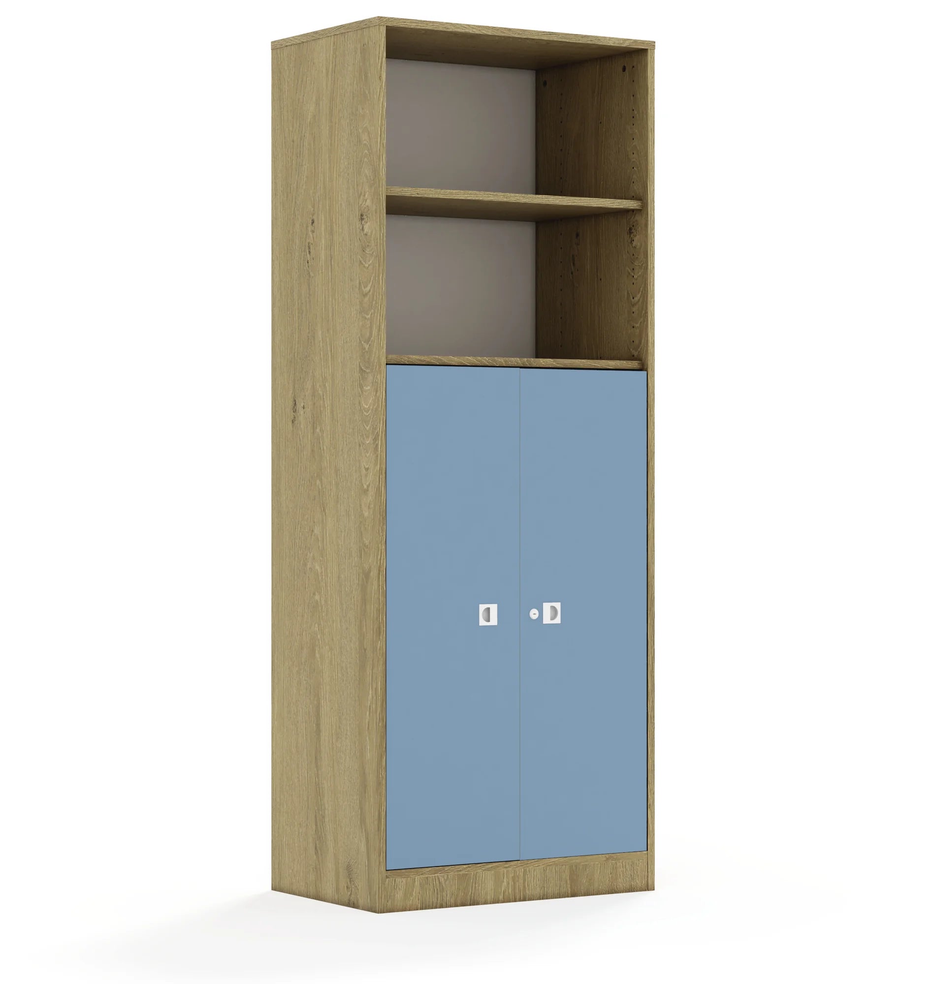 Szafa BLOX 70 5P 2F3 706x466x1869 – dąb / pastelowy niebieski