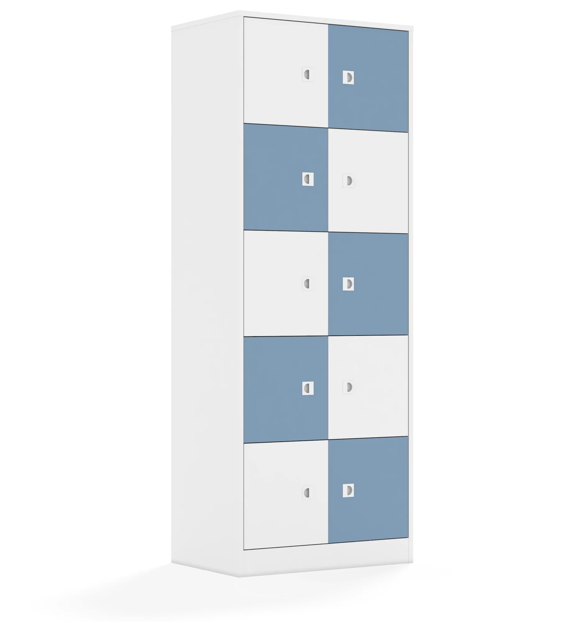 Szafa BLOX 70 5PP 10F1 706x466x1869 – biały / biały/pastelowy niebieski