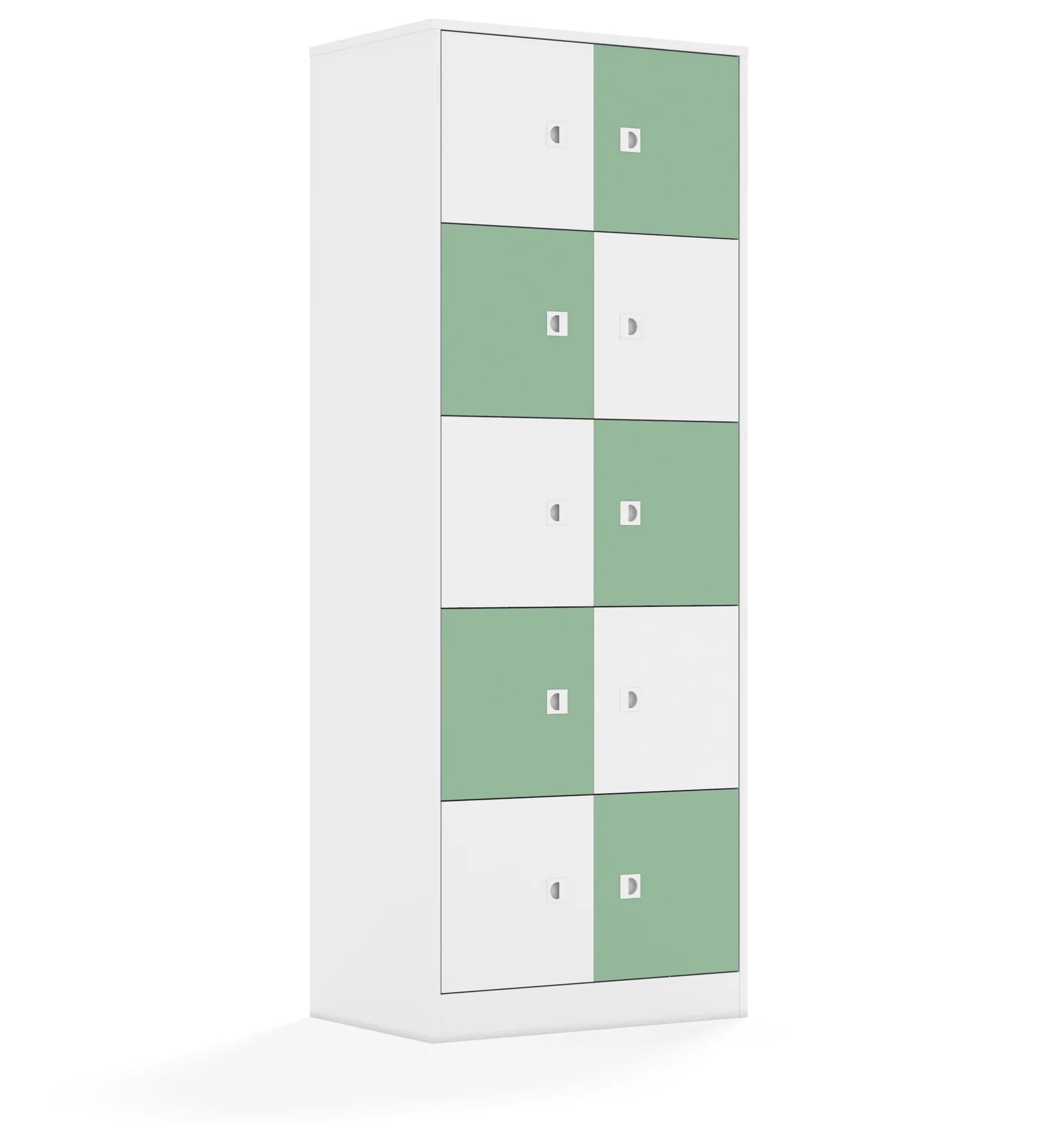 Szafa BLOX 70 5PP 10F1 706x466x1869 – biały / biały/pastelowy zielony