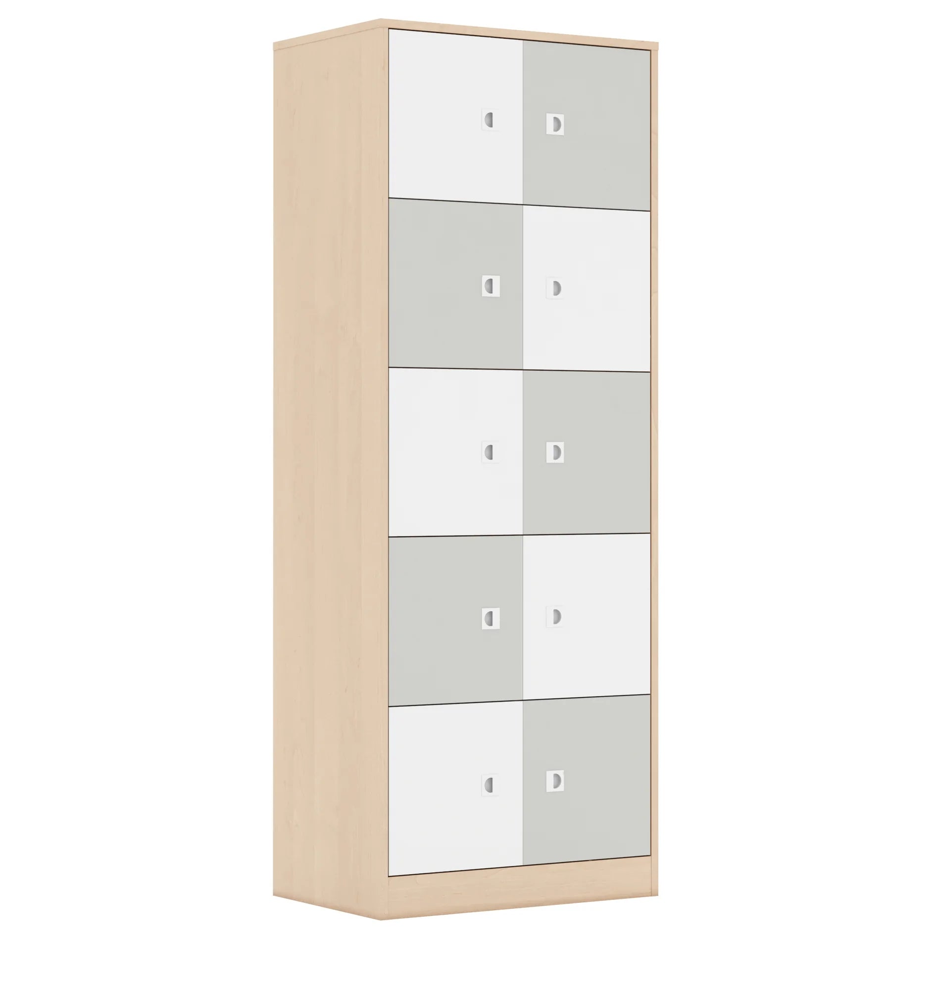 Szafa BLOX 70 5PP 10F1 706x466x1869 – brzoza / biały/jasny szary