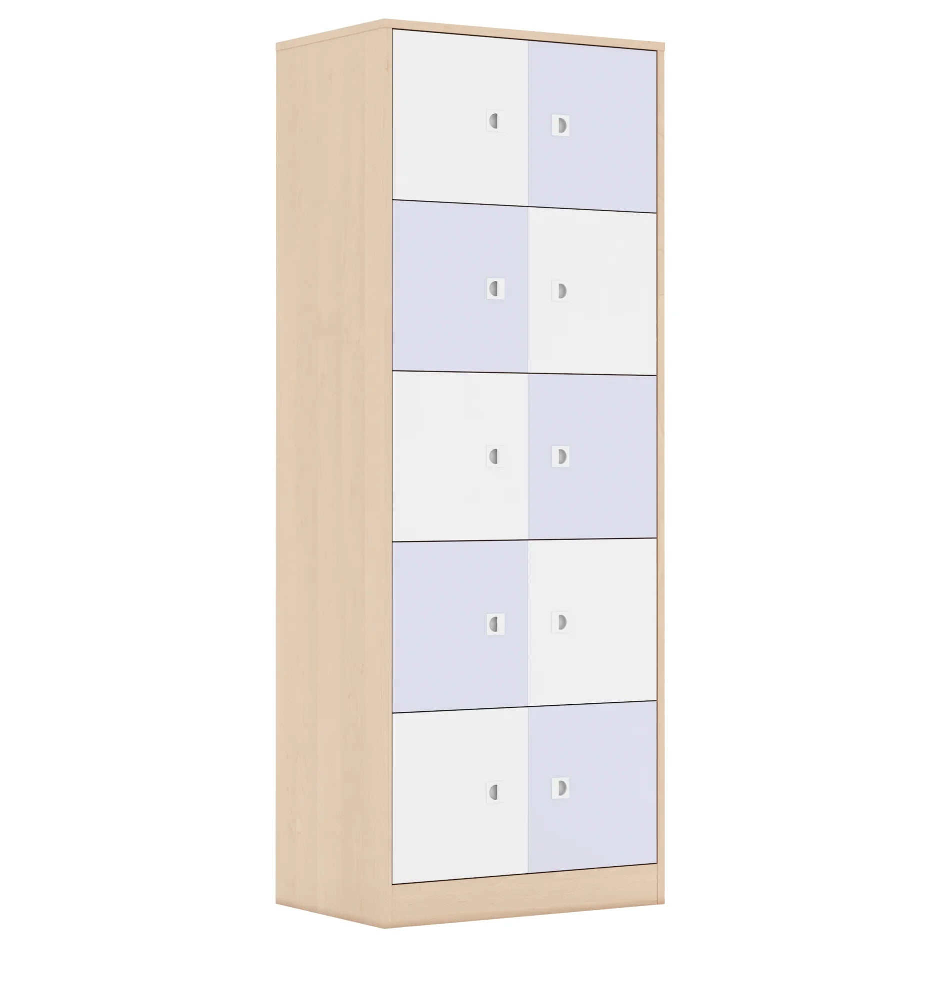 Szafa BLOX 70 5PP 10F1 706x466x1869 – brzoza / biały/pastelowy fioletowy
