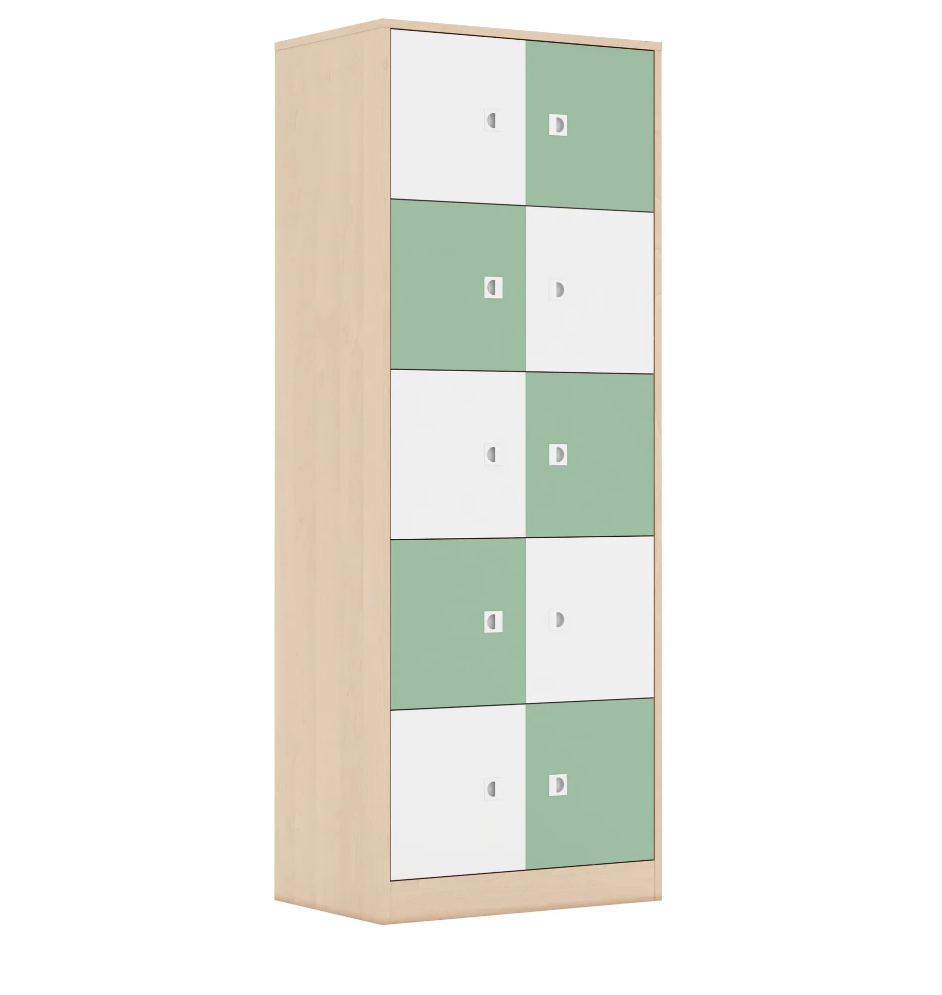 Szafa BLOX 70 5PP 10F1 706x466x1869 – brzoza / biały/pastelowy zielony