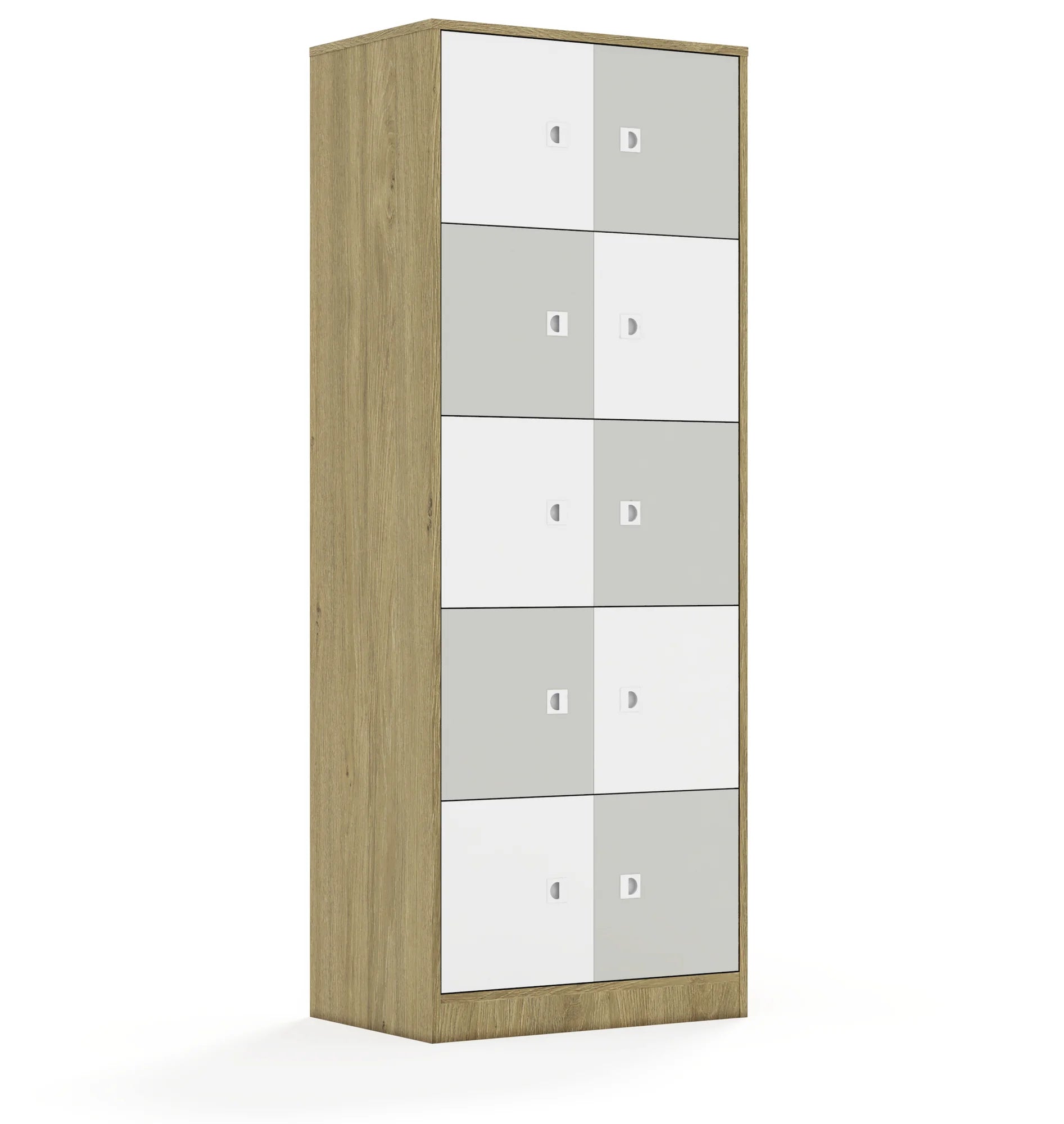 Szafa BLOX 70 5PP 10F1 706x466x1869 – dąb / biały/jasny szary