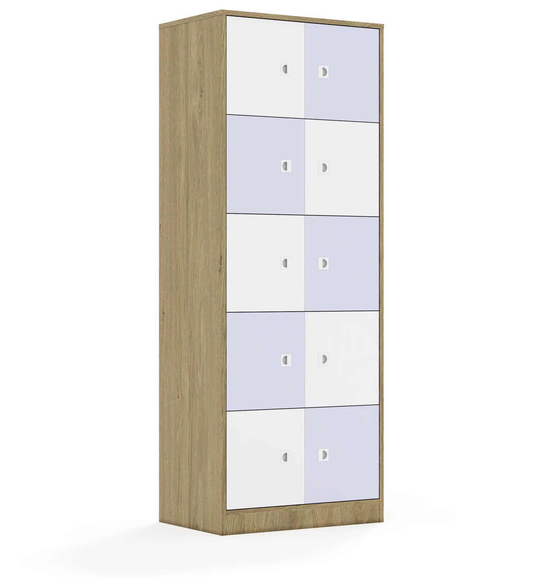 Szafa BLOX 70 5PP 10F1 706x466x1869 – dąb / biały/pastelowy fioletowy