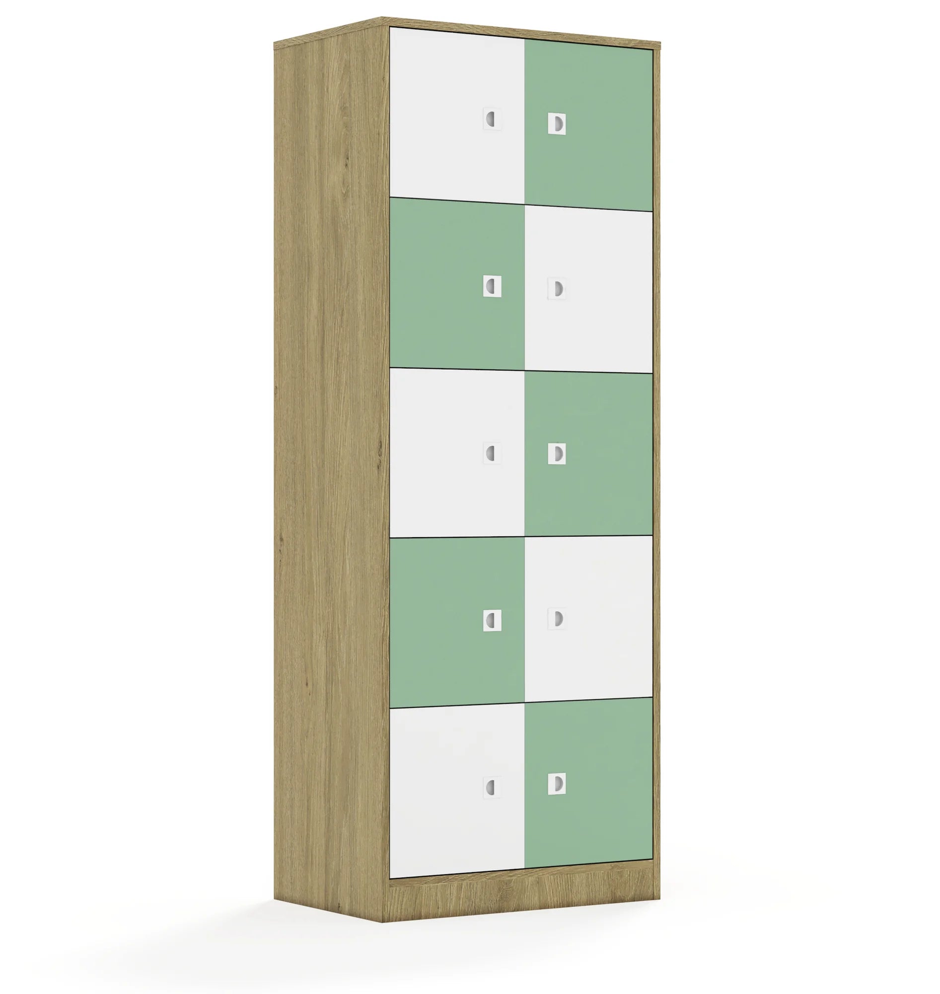 Szafa BLOX 70 5PP 10F1 706x466x1869 – dąb / biały/pastelowy zielony
