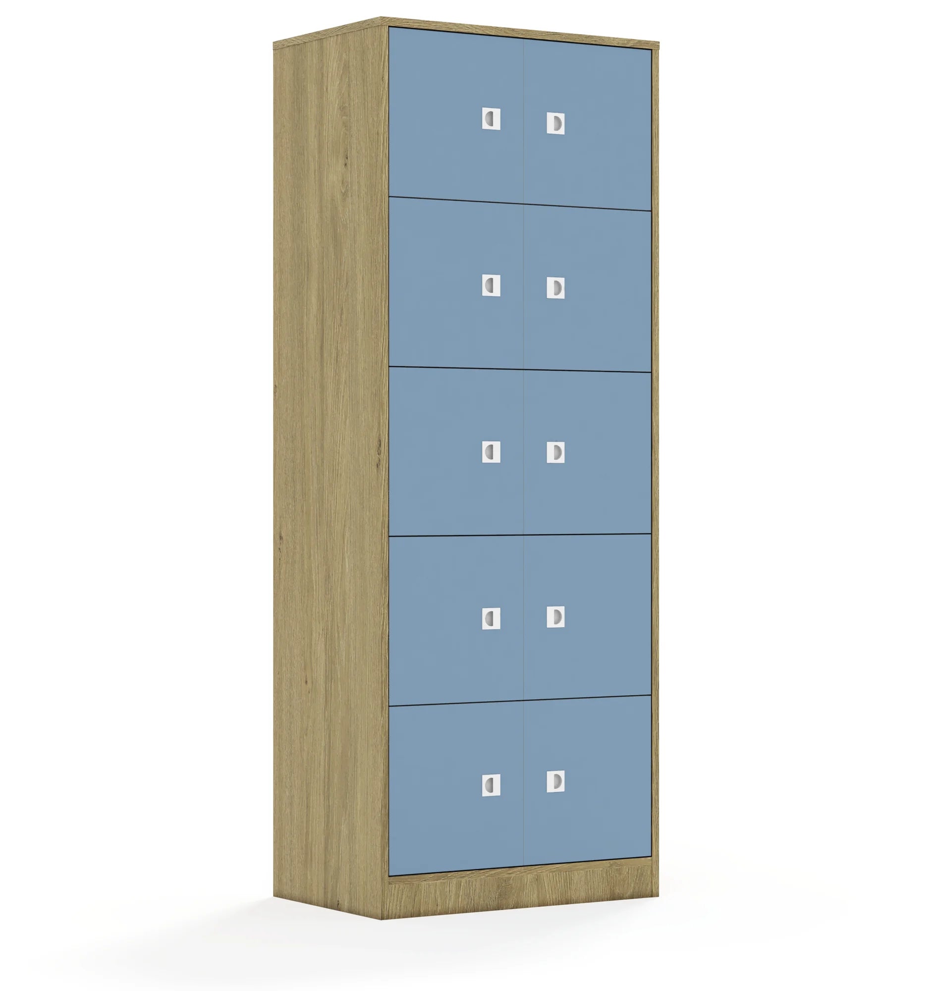 Szafa BLOX 70 5PP 10F1 706x466x1869 – dąb / pastelowy niebieski