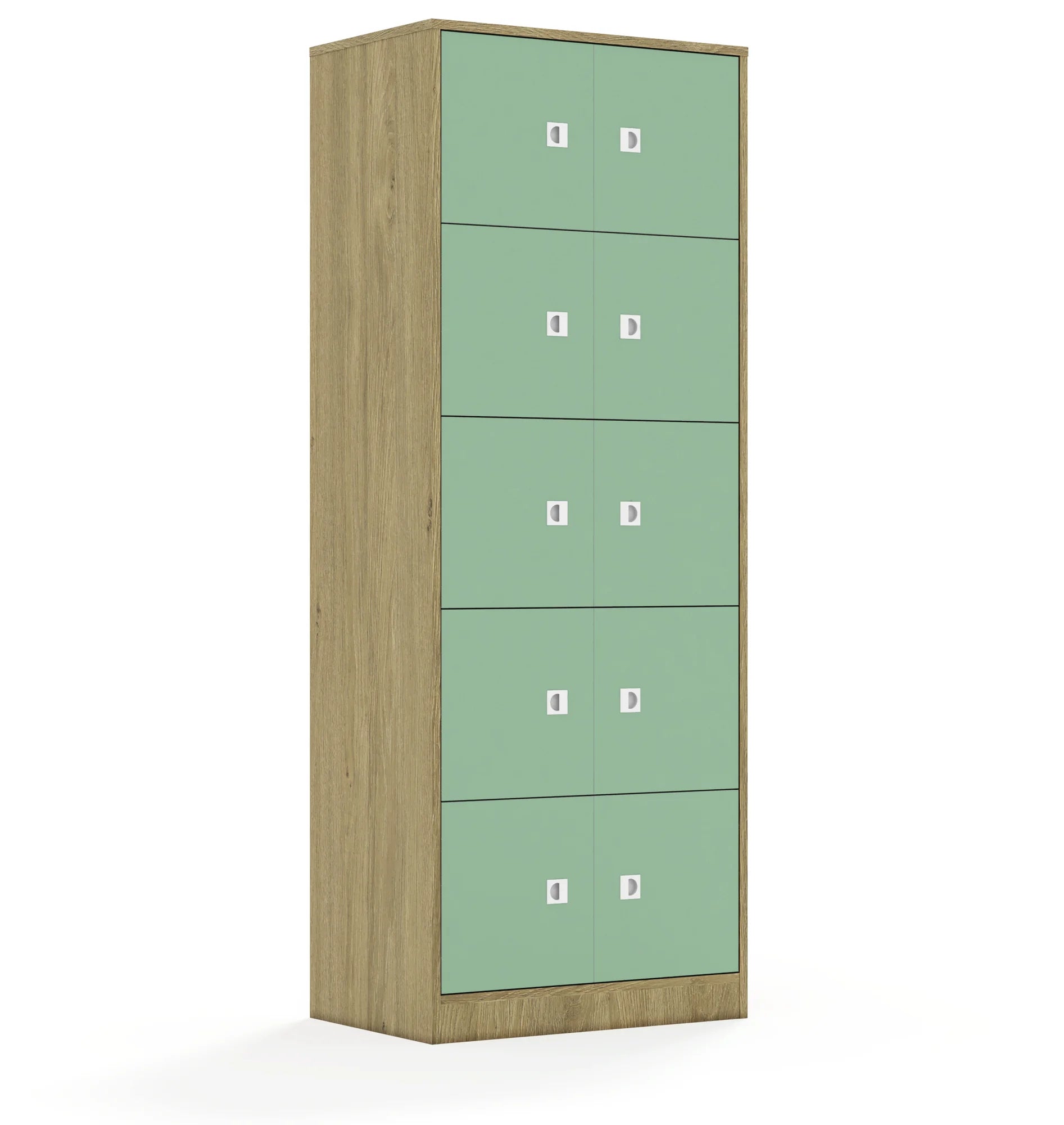 Szafa BLOX 70 5PP 10F1 706x466x1869 – dąb / pastelowy zielony