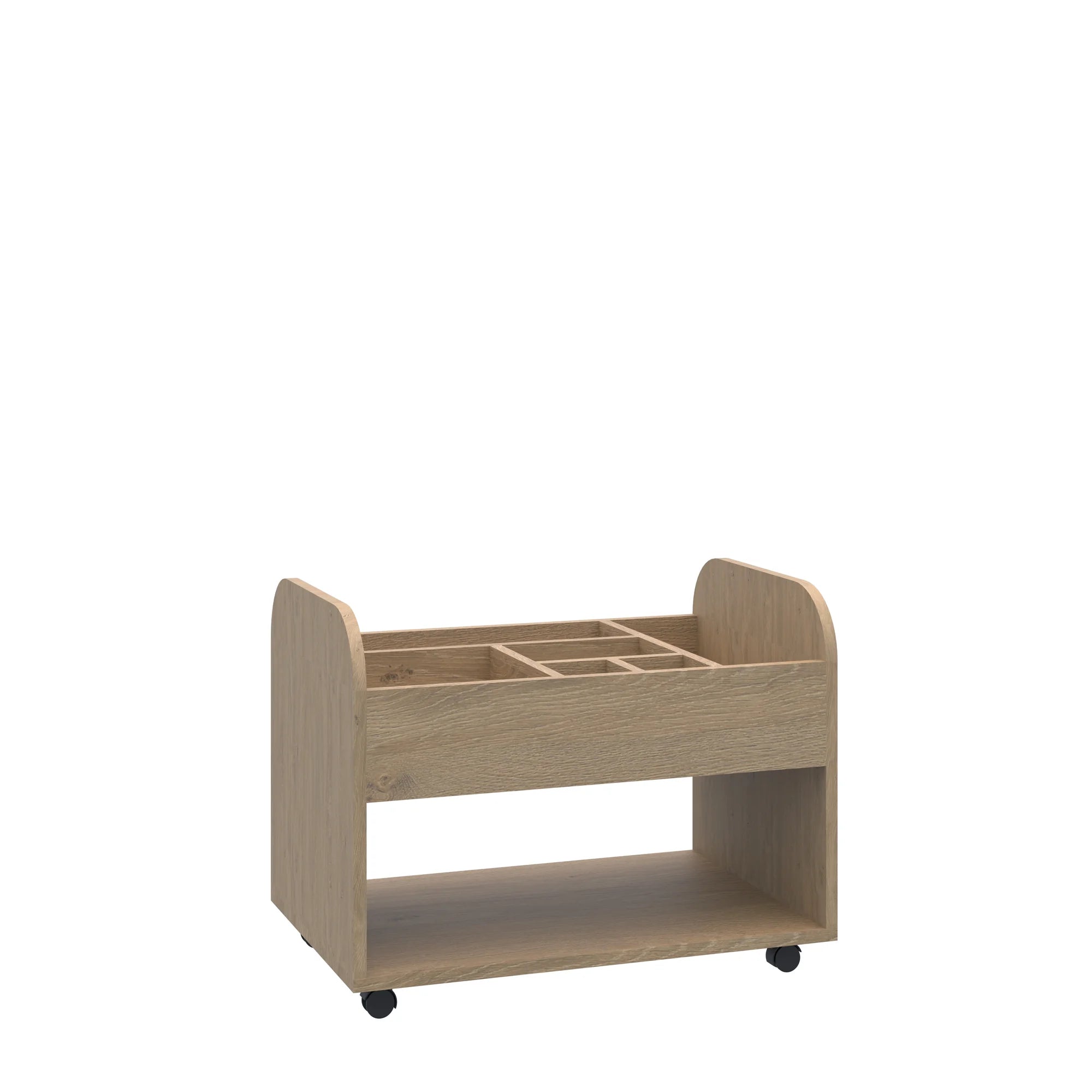 Szafka plastyczna mobilna Smart 1P z przegrodami 706x466x550 – dąb