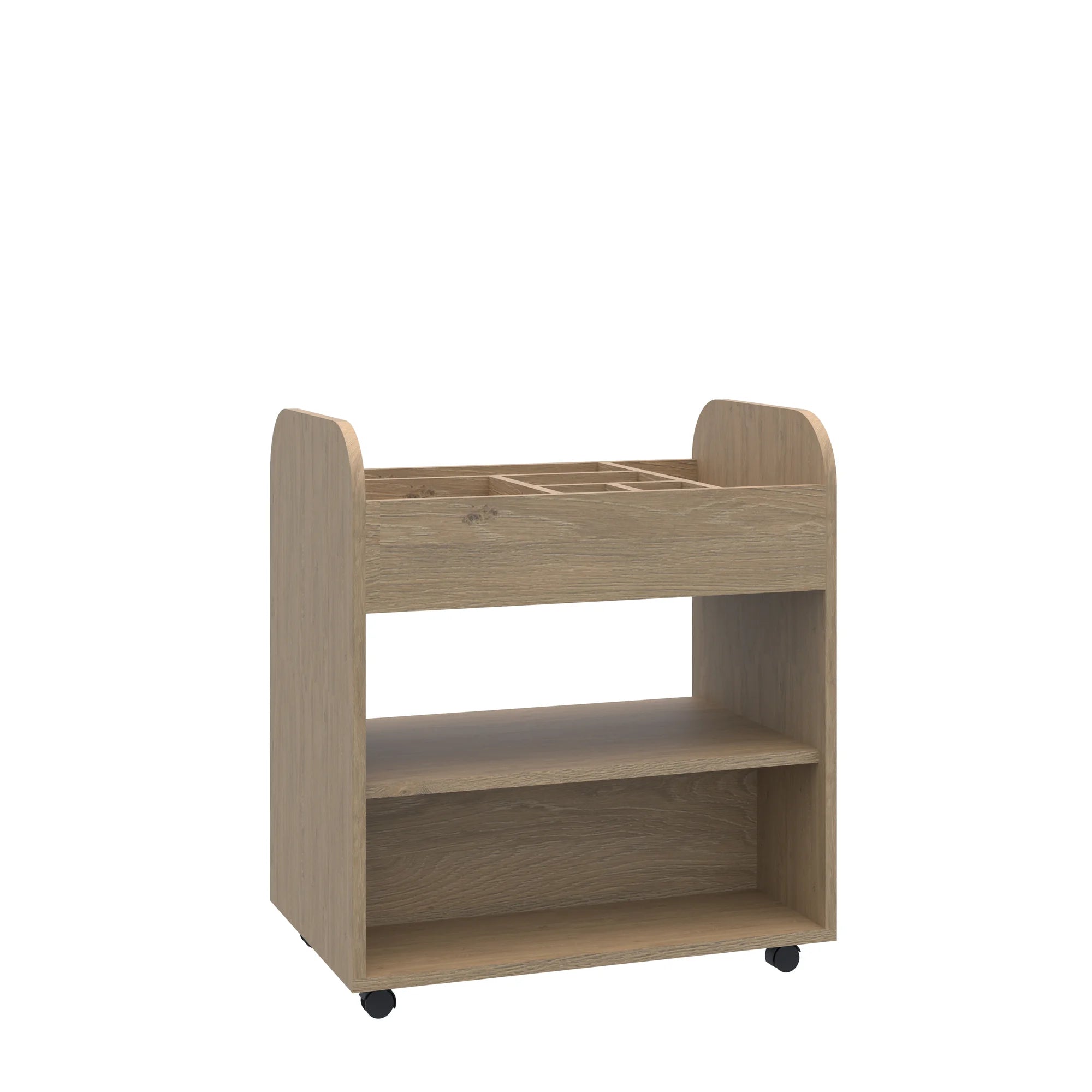 Szafka plastyczna mobilna Smart 2P z przegrodami 706x466x798 – dąb