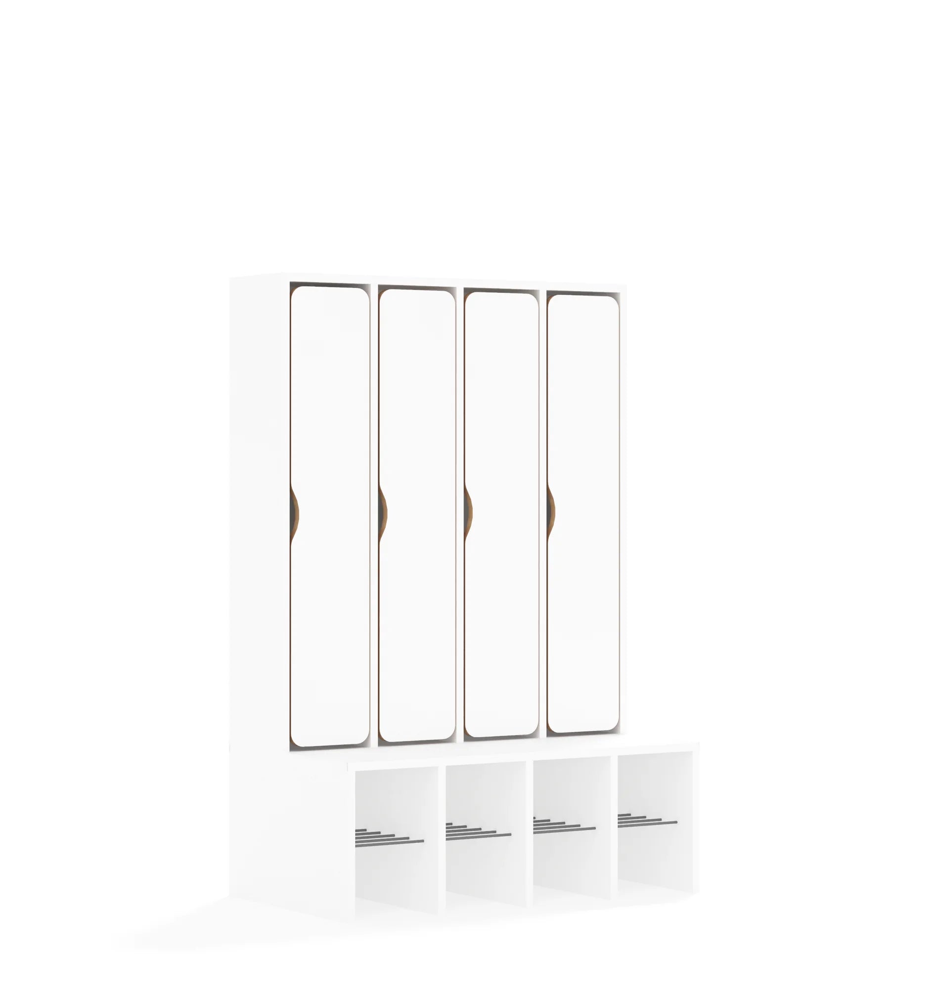 Szatnia czteroosobowa BLOX 890x520x1350 — drzwiczki pełne – biały / biały