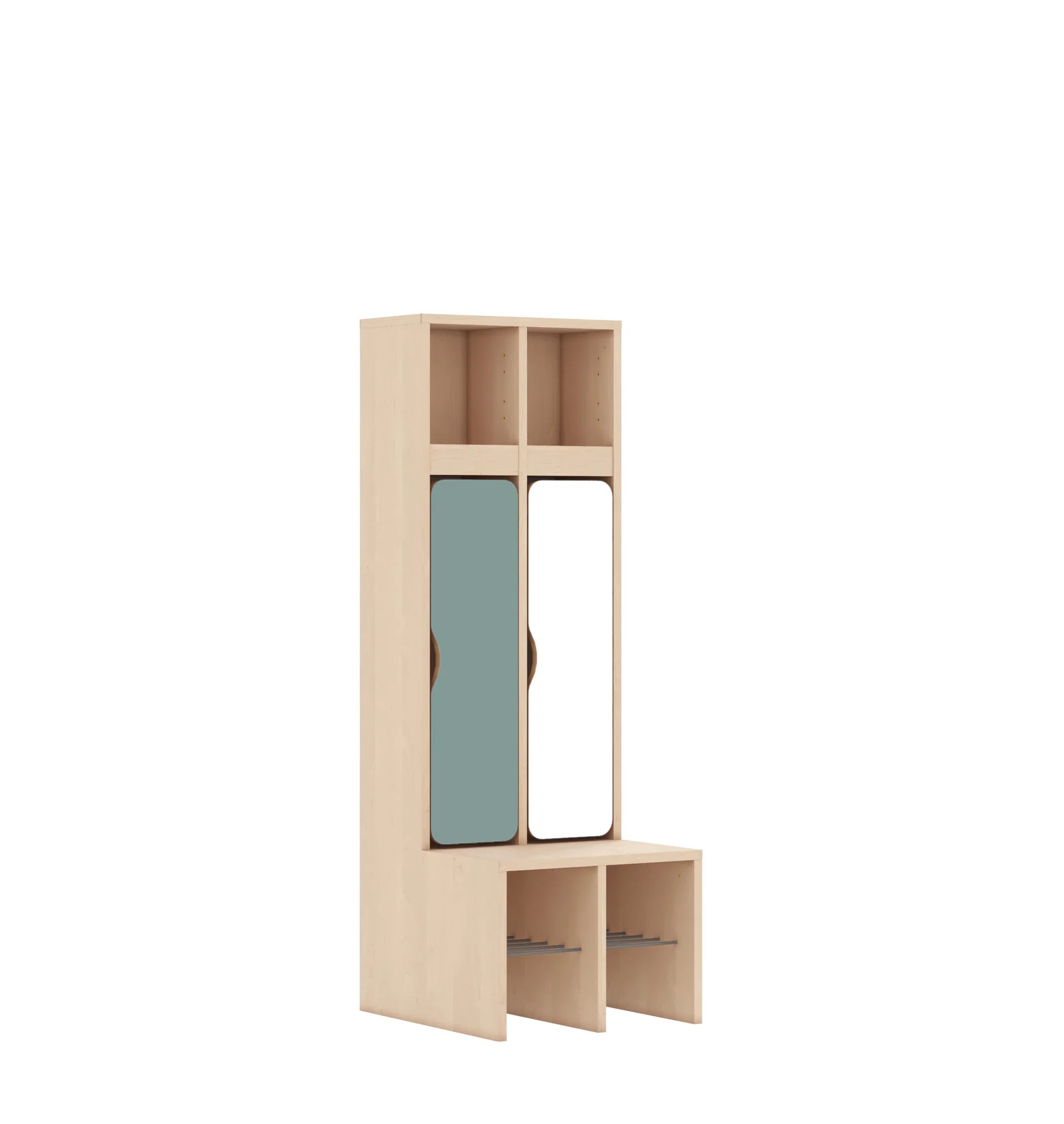 Szatnia dwuosobowa BLOX 455x520x1350 — drzwiczki dolne – brzoza / Mix 4