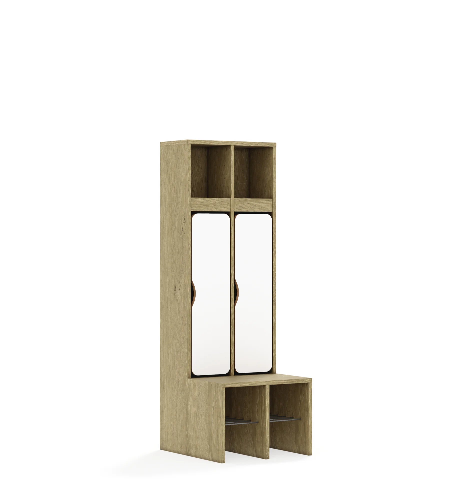 Szatnia dwuosobowa BLOX 455x520x1350 — drzwiczki dolne – dąb / biały