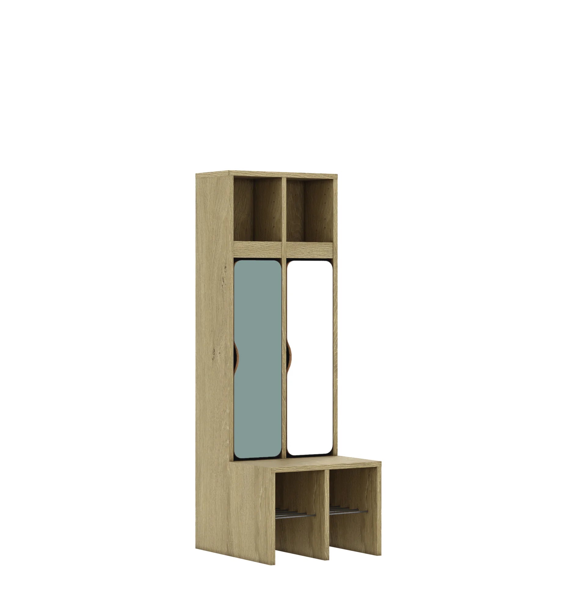 Szatnia dwuosobowa BLOX 455x520x1350 — drzwiczki dolne – dąb / Mix 4