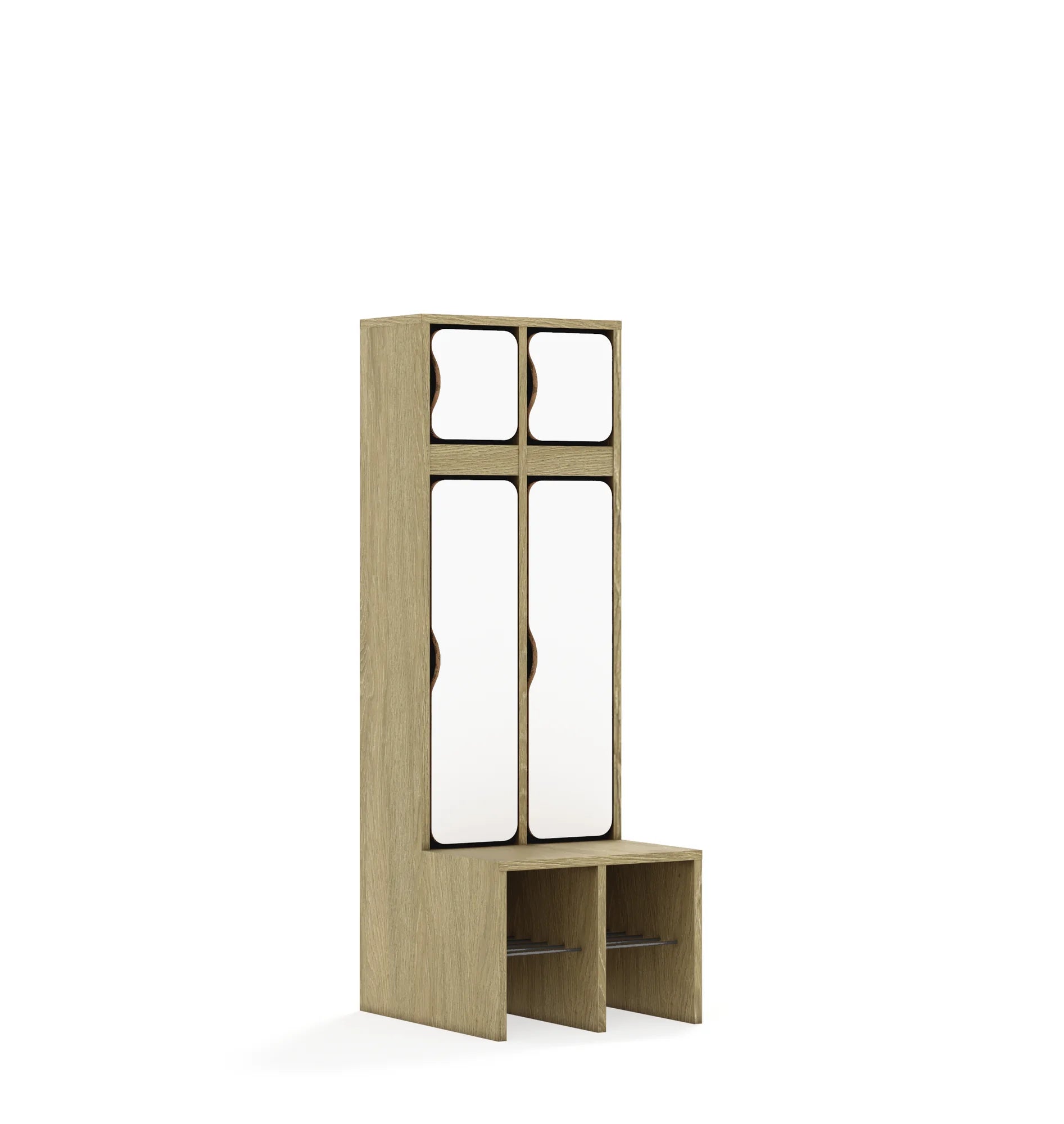 Szatnia dwuosobowa BLOX 455x520x1350 — drzwiczki góra/dół – dąb / biały