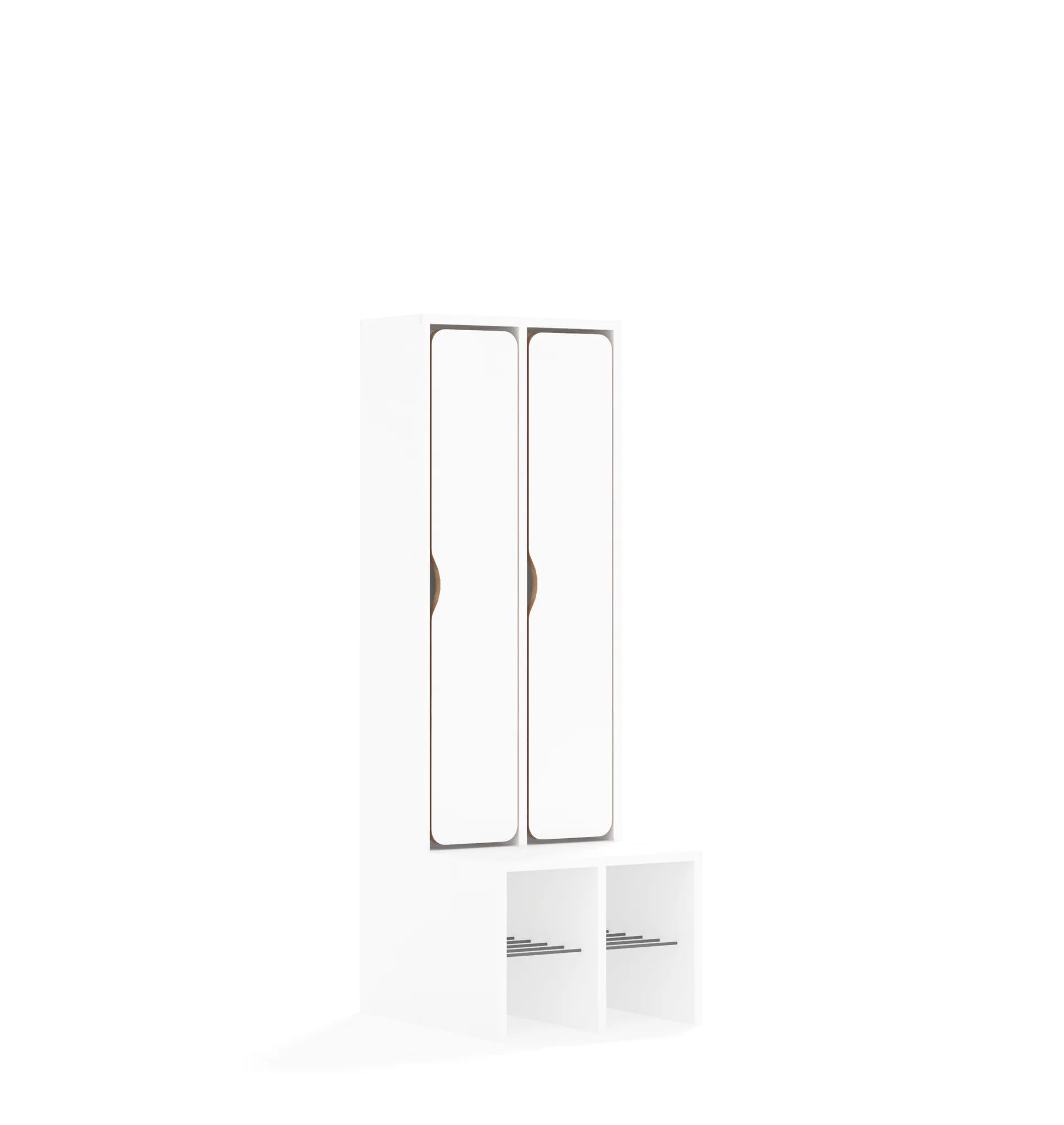 Szatnia dwuosobowa BLOX 455x520x1350 — drzwiczki pełne – biały / biały