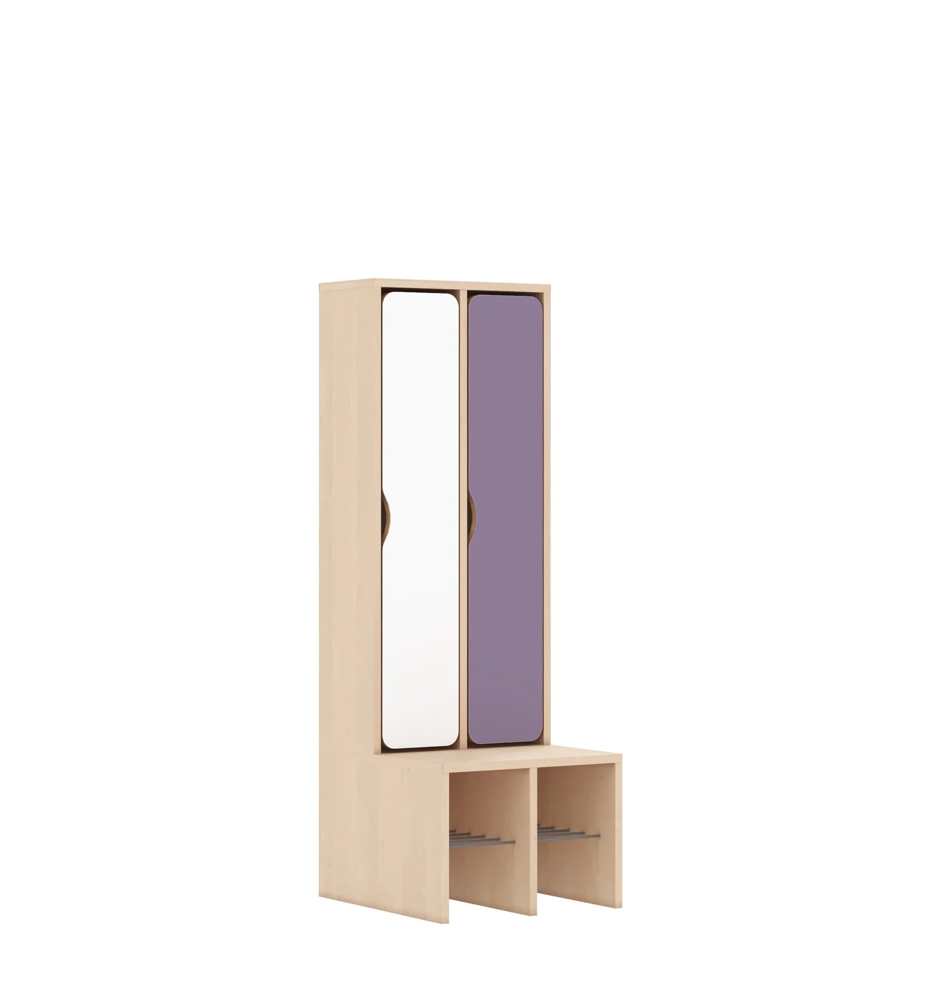 Szatnia dwuosobowa BLOX 455x520x1350 — drzwiczki pełne – brzoza / Mix 1