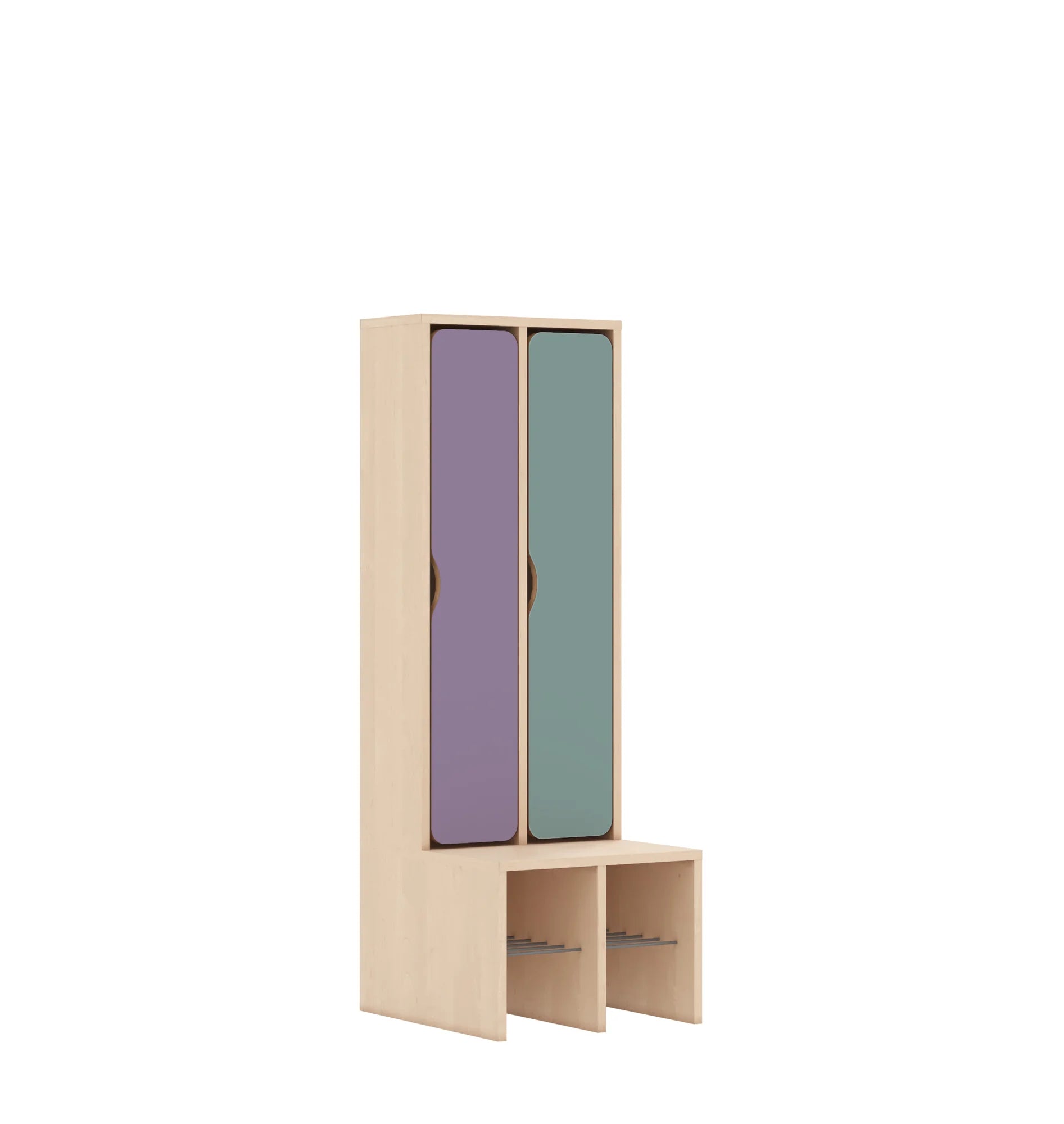 Szatnia dwuosobowa BLOX 455x520x1350 — drzwiczki pełne – brzoza / Mix 2
