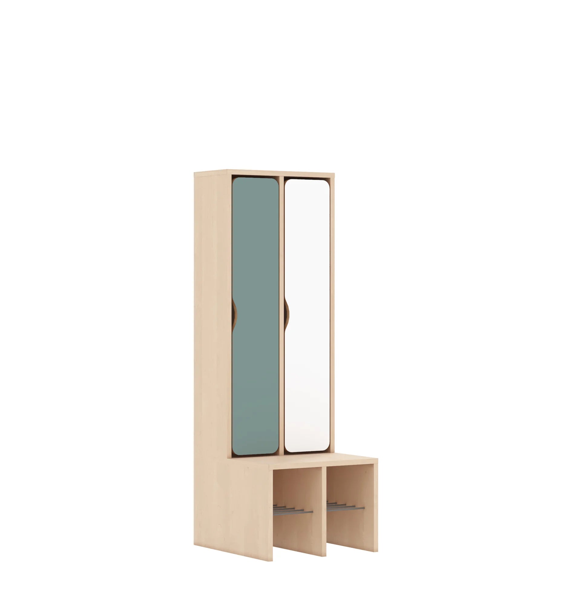 Szatnia dwuosobowa BLOX 455x520x1350 — drzwiczki pełne – brzoza / Mix 4