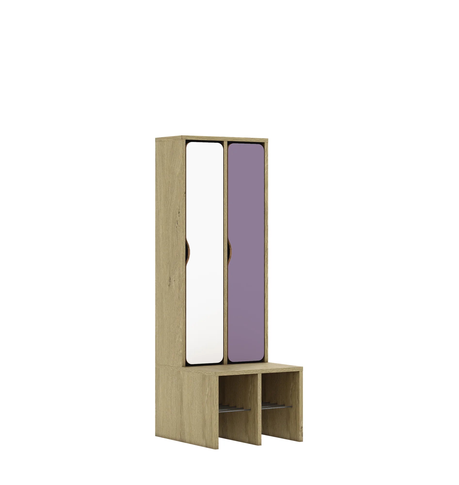 Szatnia dwuosobowa BLOX 455x520x1350 — drzwiczki pełne – dąb / Mix 1