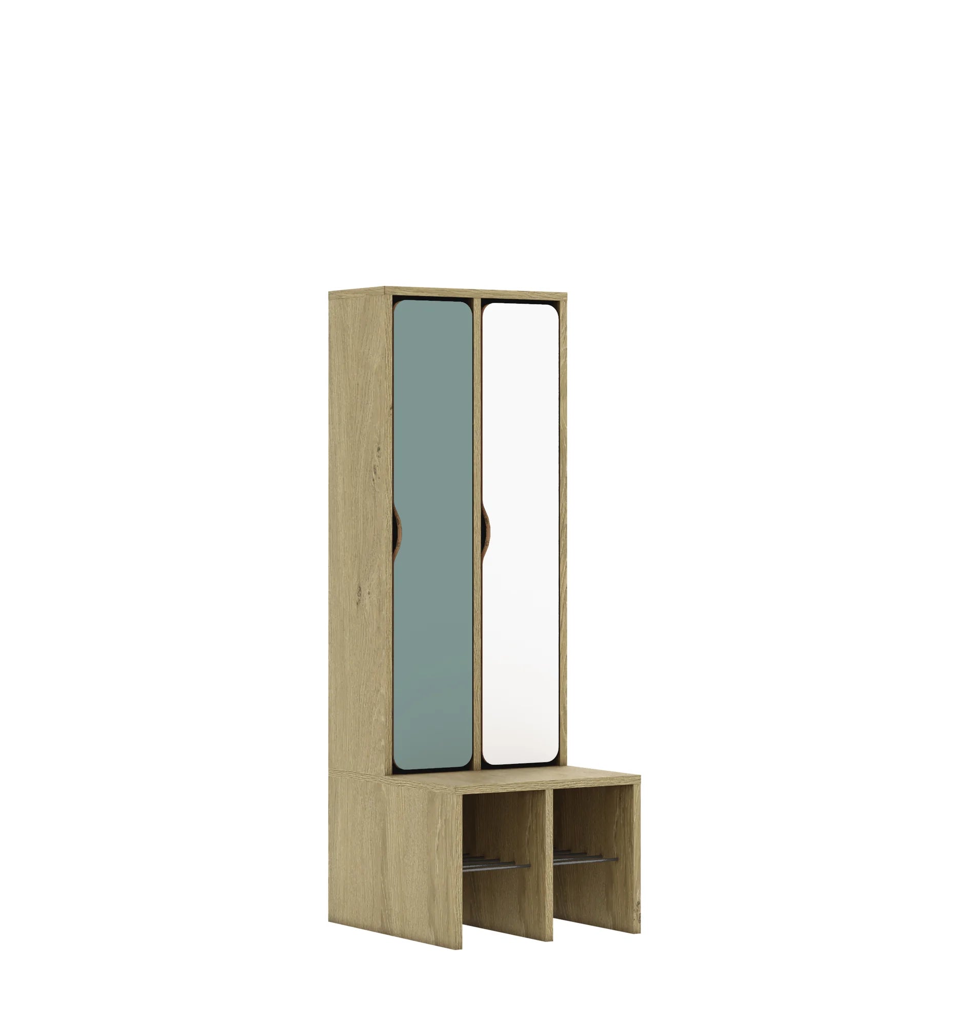 Szatnia dwuosobowa BLOX 455x520x1350 — drzwiczki pełne – dąb / Mix 4
