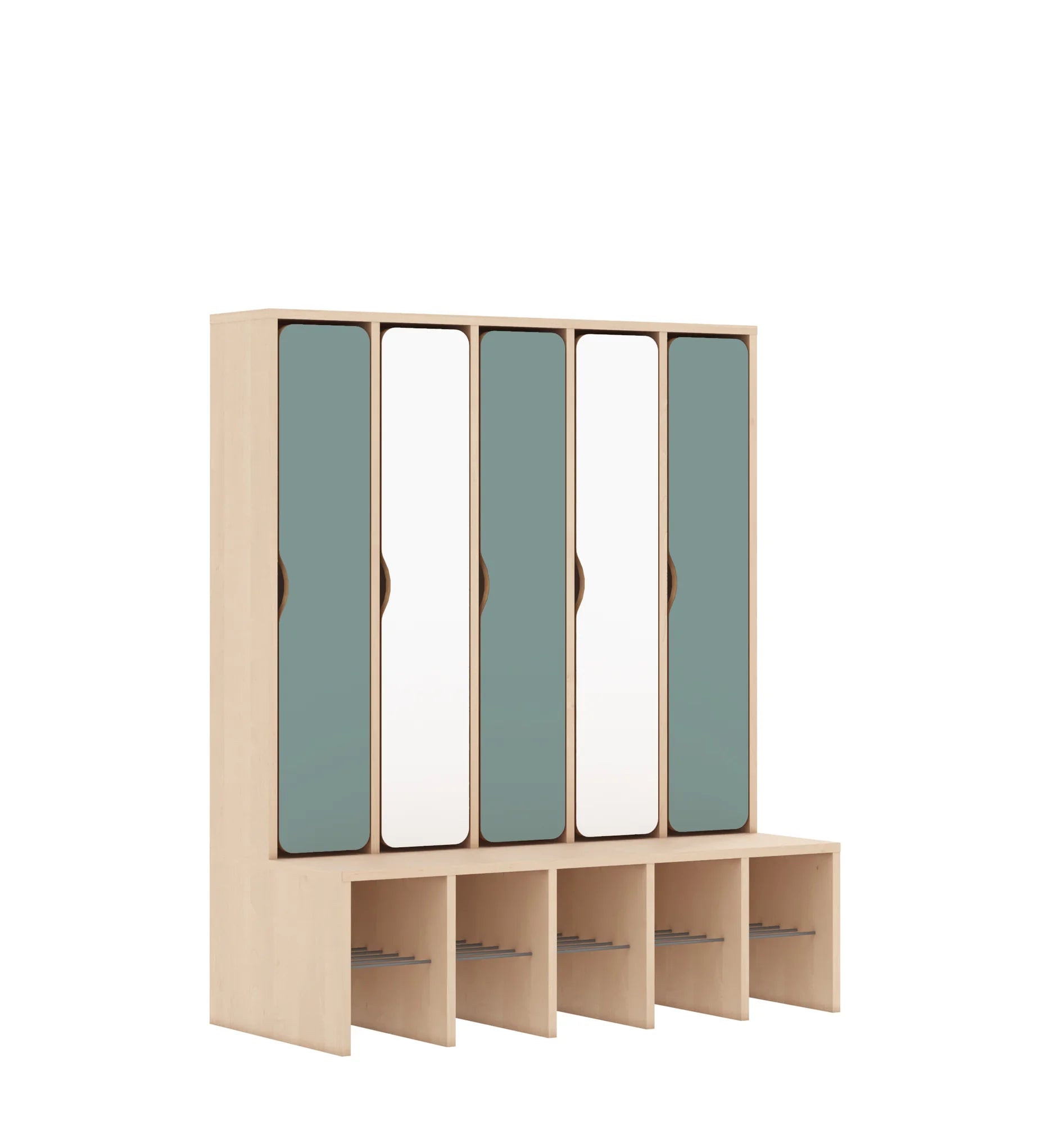 Szatnia pięcioosobowa BLOX 1108x520x1350 — drzwiczki pełne – brzoza / Mix 4