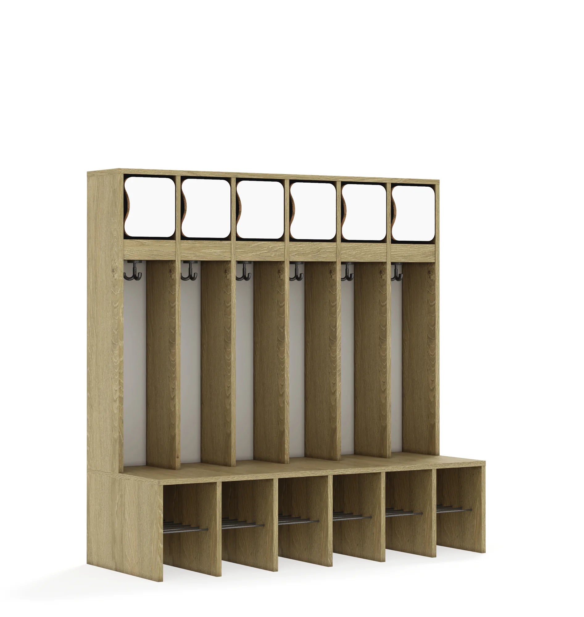 Szatnia sześcioosobowa BLOX – Drzwiczki górne / dąb / biały