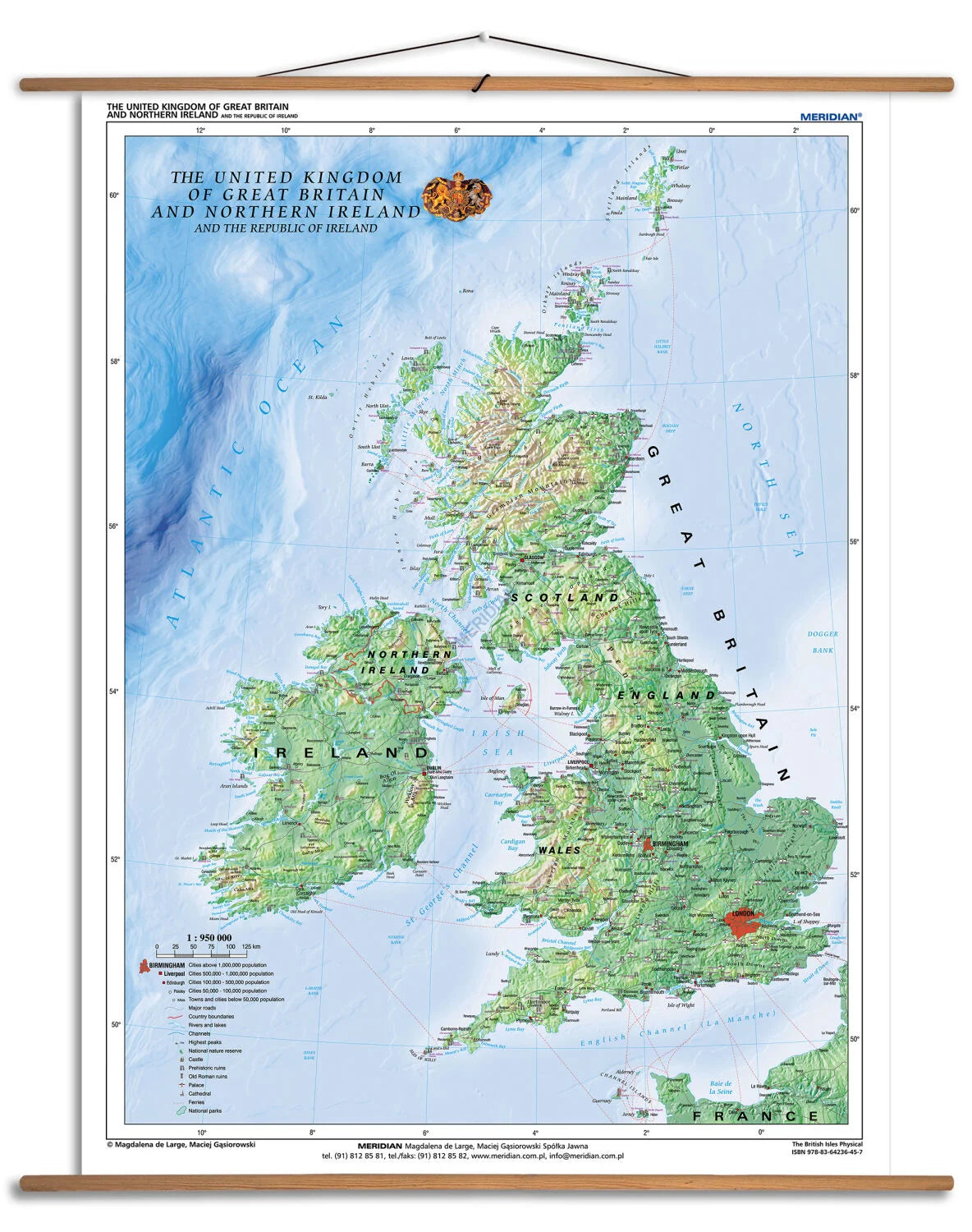 The British Isles Physical - mapa ścienna w języku angielskim