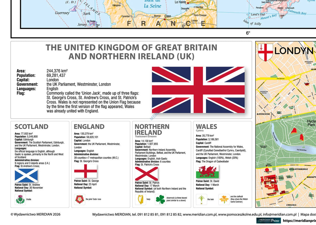The British Isles political - mapa ścienna w języku angielskim