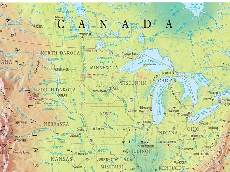 United States of America physical - mapa ścienna w języku angielskim - zdjęcie 2