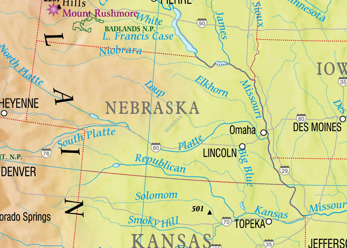 United States of America physical - mapa ścienna w języku angielskim - zdjęcie 3
