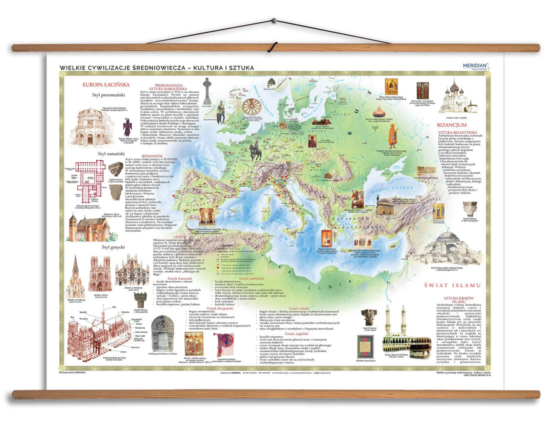 Wielkie cywilizacje średniowiecza - kultura i sztuka - mapa ścienna