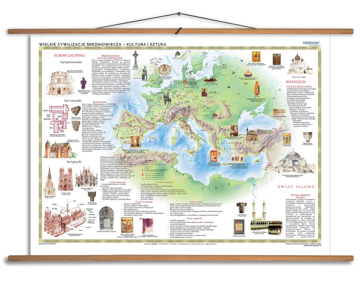 Wielkie cywilizacje średniowiecza - kultura i sztuka - mapa ścienna