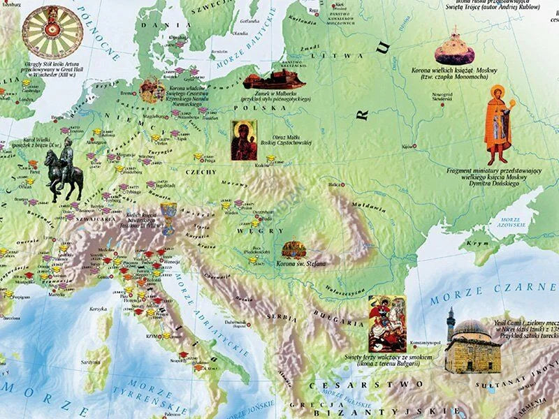 Wielkie cywilizacje średniowiecza - kultura i sztuka - mapa ścienna - zdjęcie 2
