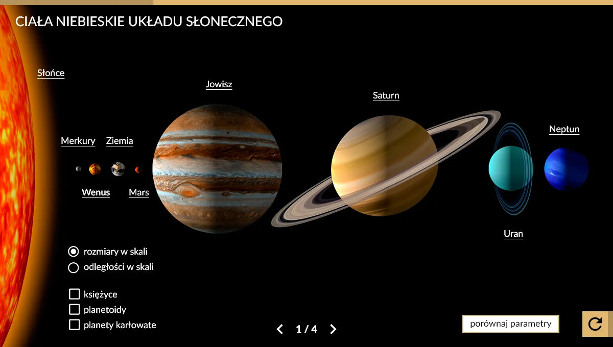 Wirtualne Laboratoria Przyrodnicze Geografia, szkoła ponadpodstawowa, ekran doświadczenia 1