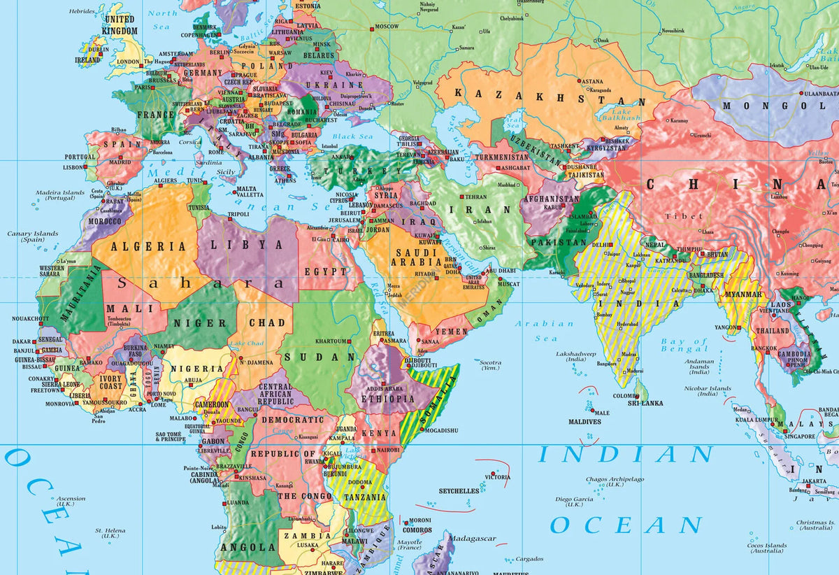 World political - English language usage (Miller) - mapa ścienna w języku angielskim - zdjęcie 2