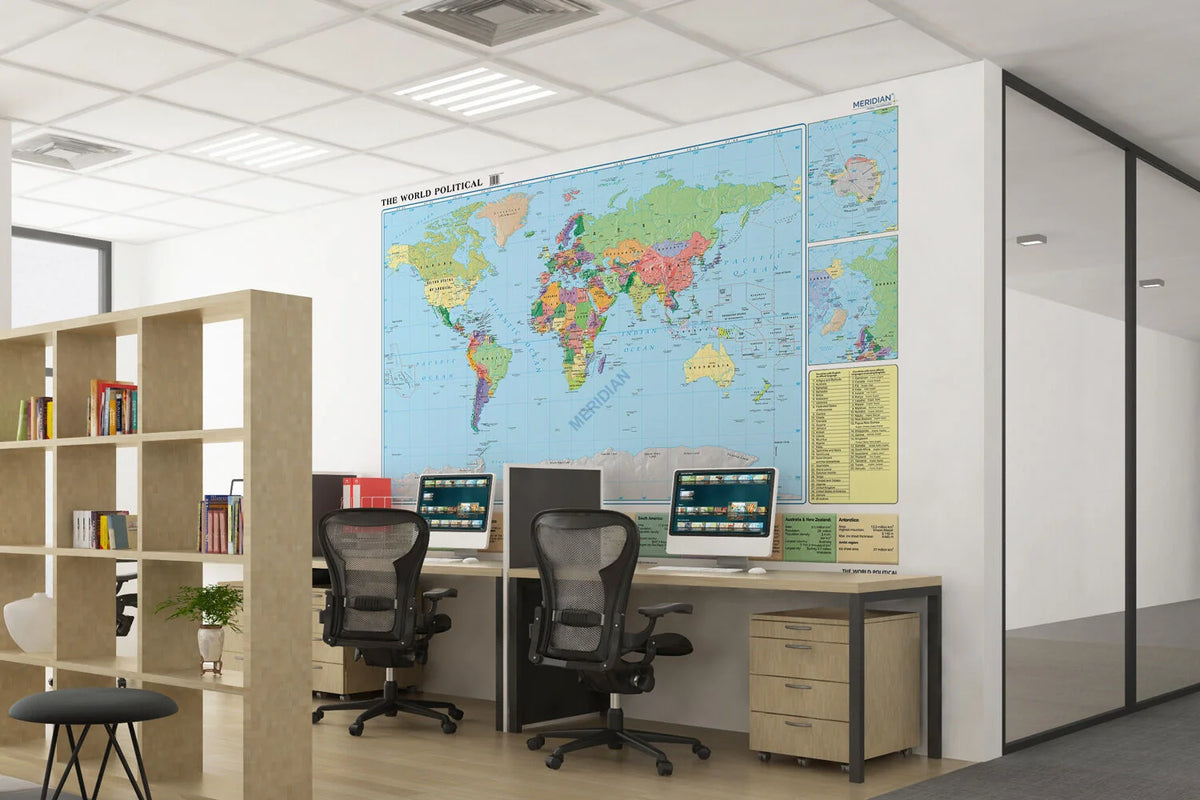World political - English language usage (Miller) - mapa ścienna w języku angielskim - wersja fototapeta