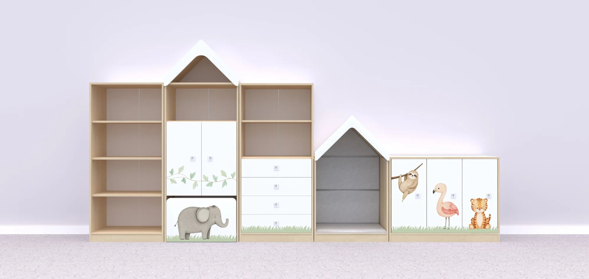 Zestaw mebli BLOX 1 – brzoza / Nature